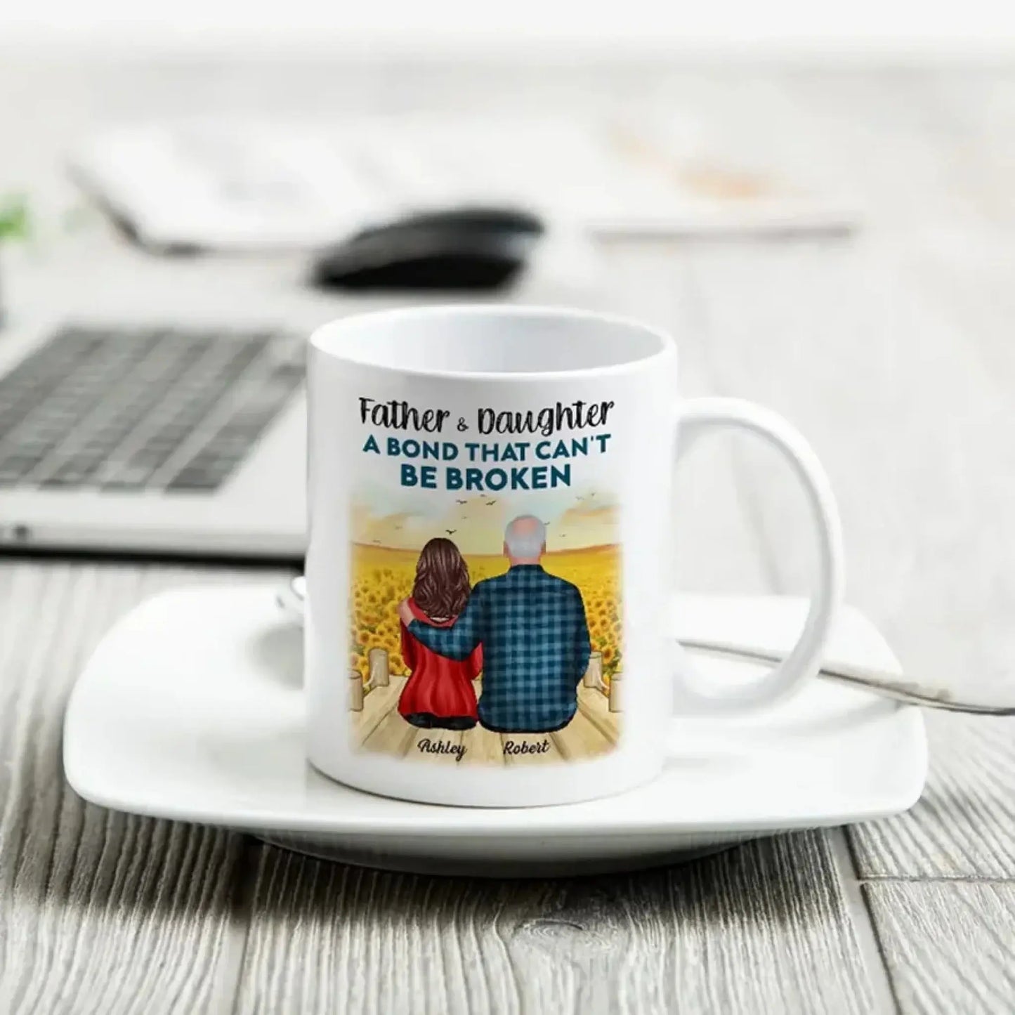 Father & Son “A Bond That Can’t Be Broken” Personalized Mug – Custom Name Gift for Dad from Son Ezcustomize
