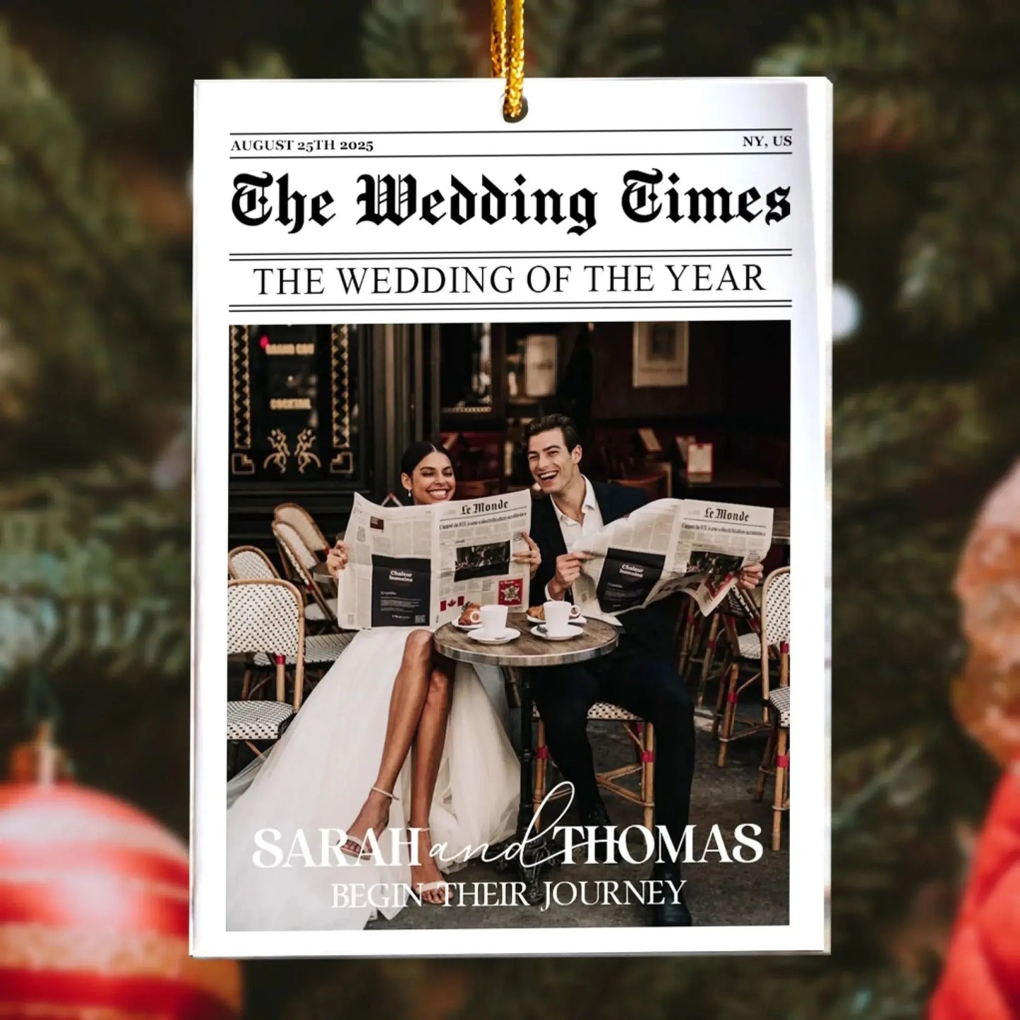 First Christmas Wedding Memory – Personalized Acrylic Photo Ornament – Romantic Holiday Gift for Newlywed Couples Ezcustomize