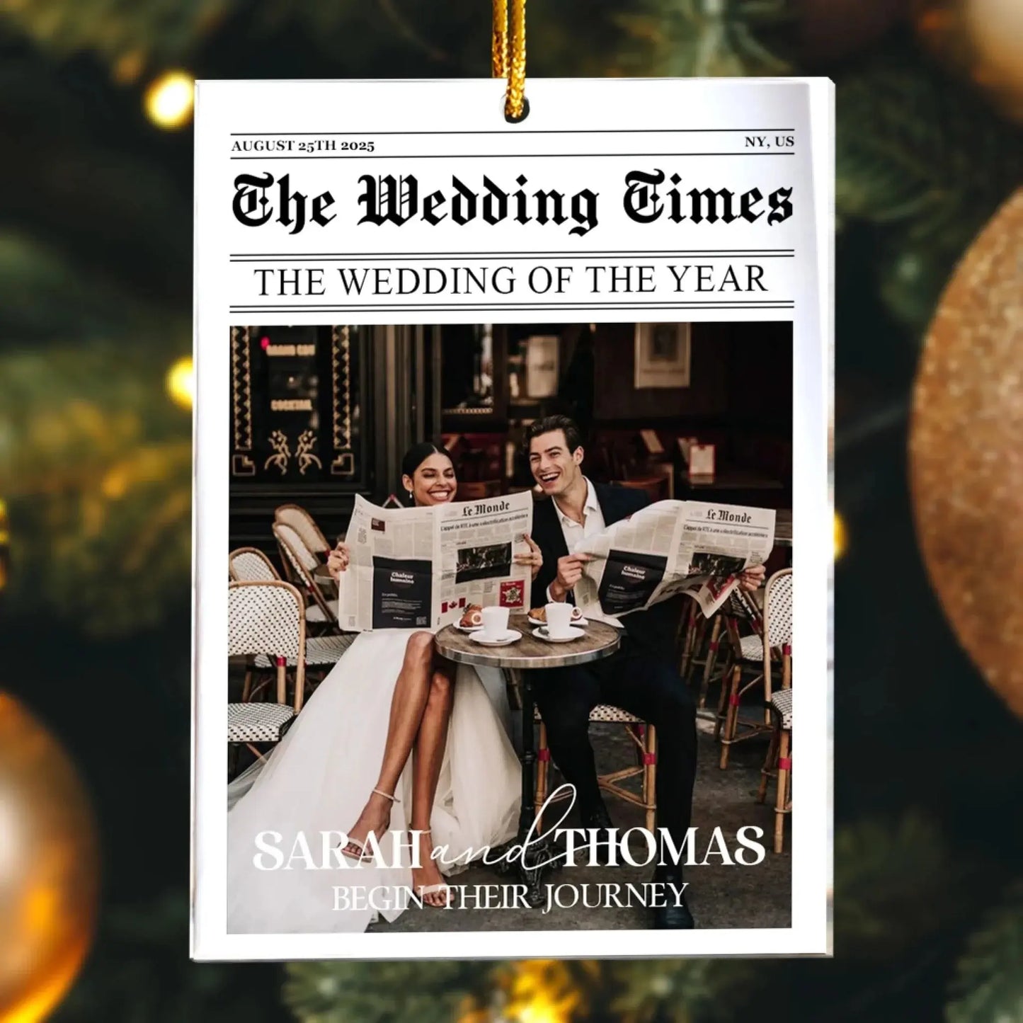 First Christmas Wedding Memory – Personalized Acrylic Photo Ornament – Romantic Holiday Gift for Newlywed Couples Ezcustomize