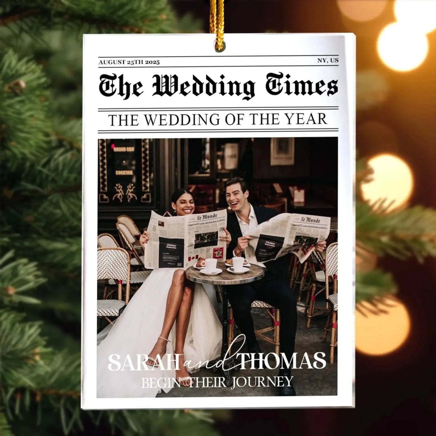 First Christmas Wedding Memory – Personalized Acrylic Photo Ornament – Romantic Holiday Gift for Newlywed Couples Ezcustomize