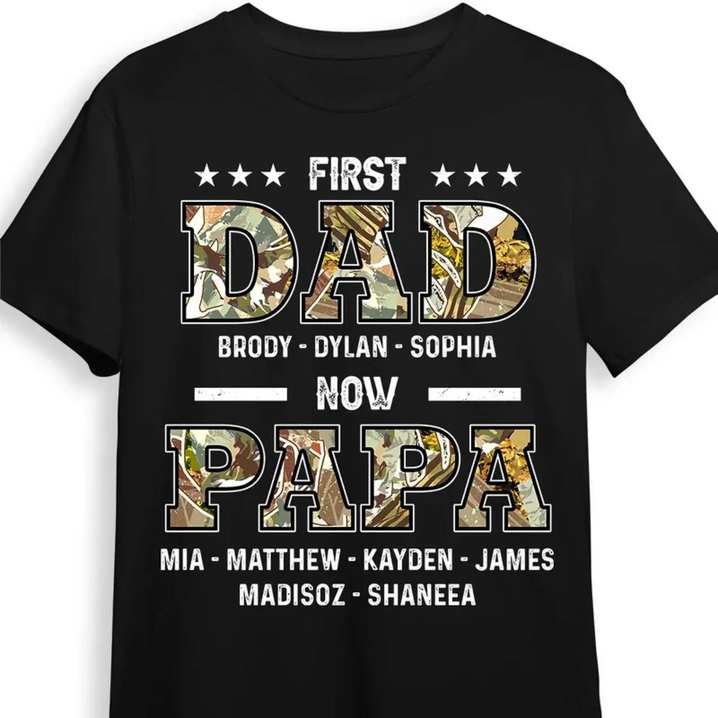 "First Dad, Now Papa" Title Art – Personalized T-Shirt/Hoodie/Sweatshirt – Custom Gift for Father or Grandpa Ezcustomize