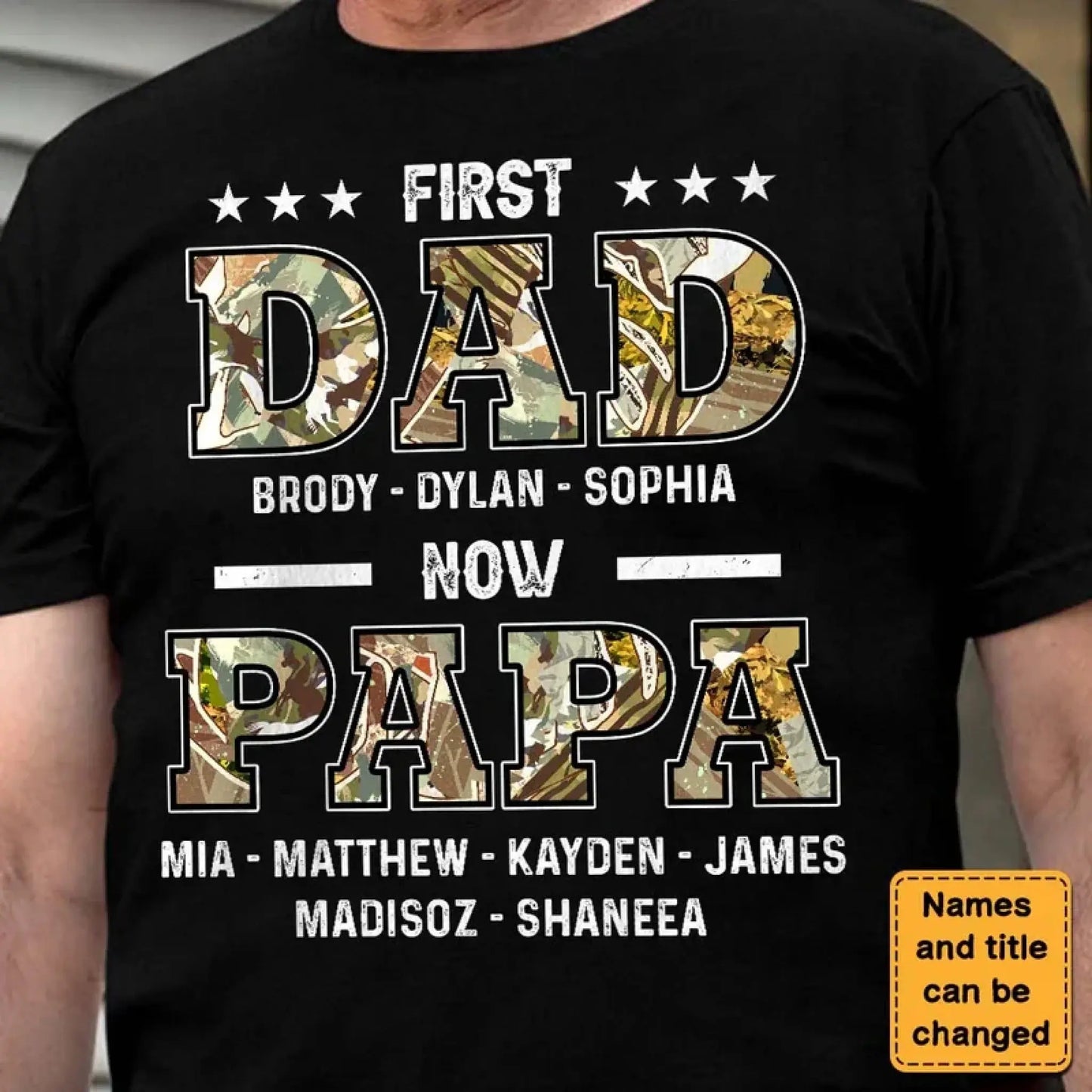 "First Dad, Now Papa" Title Art – Personalized T-Shirt/Hoodie/Sweatshirt – Custom Gift for Father or Grandpa Ezcustomize