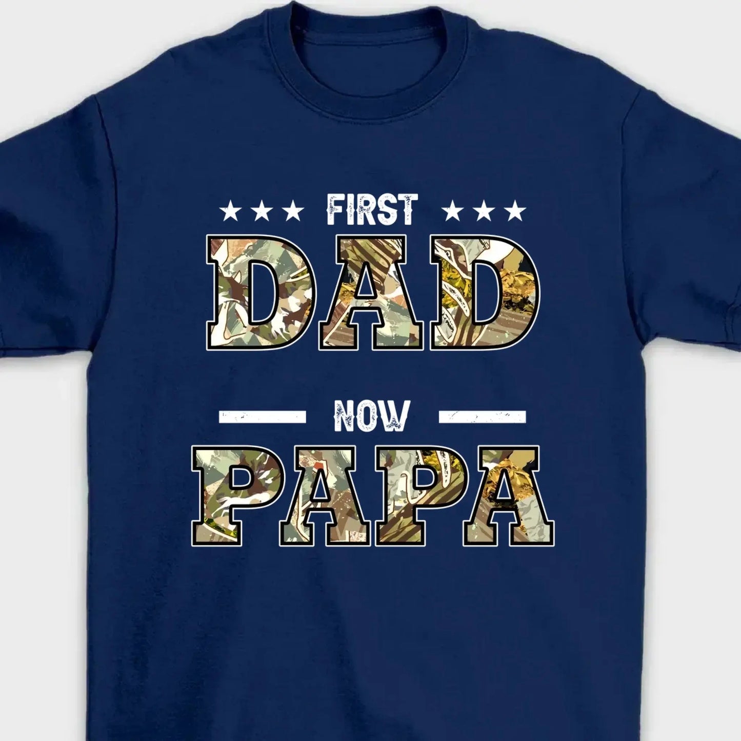 "First Dad, Now Papa" Title Art – Personalized T-Shirt/Hoodie/Sweatshirt – Custom Gift for Father or Grandpa Ezcustomize