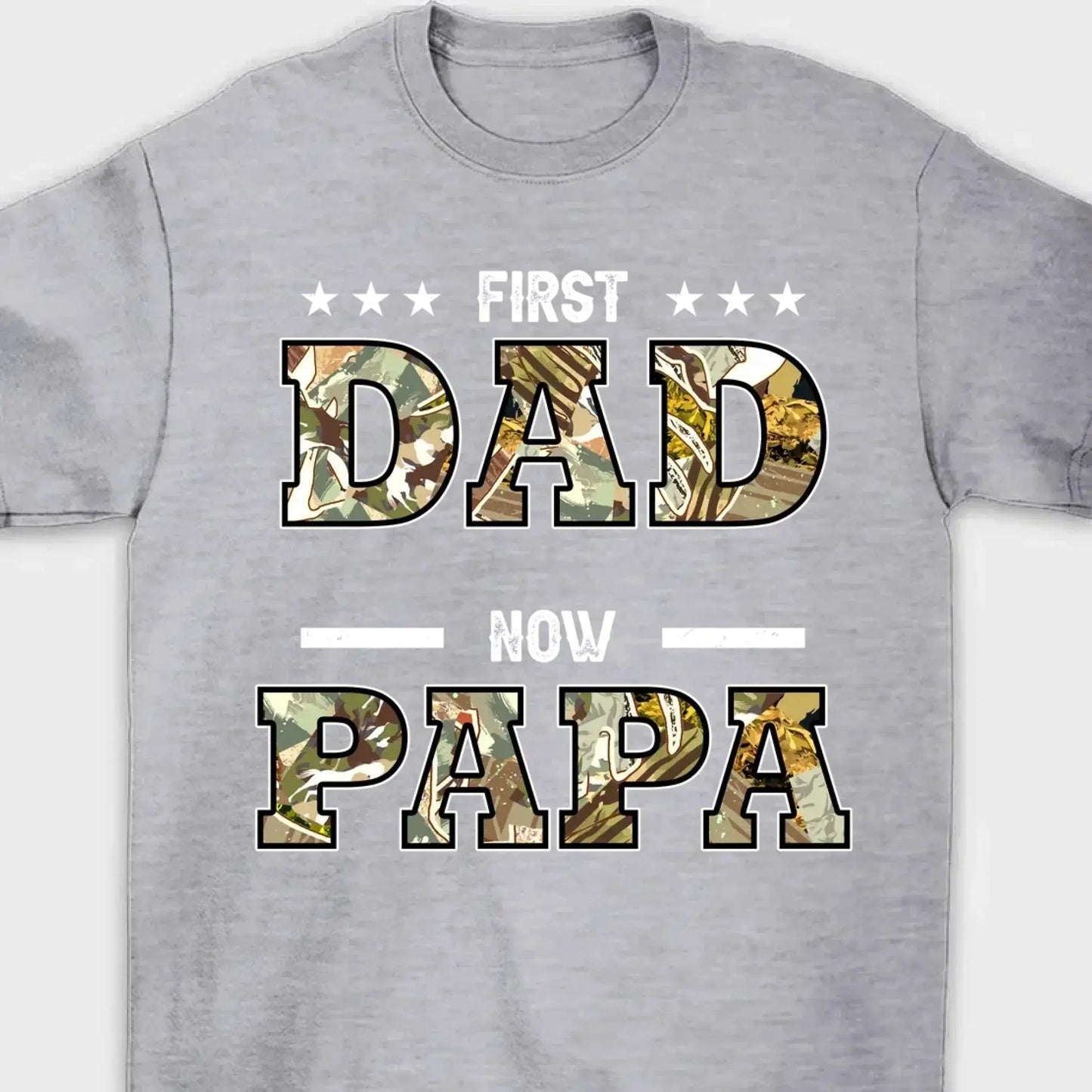 "First Dad, Now Papa" Title Art – Personalized T-Shirt/Hoodie/Sweatshirt – Custom Gift for Father or Grandpa Ezcustomize