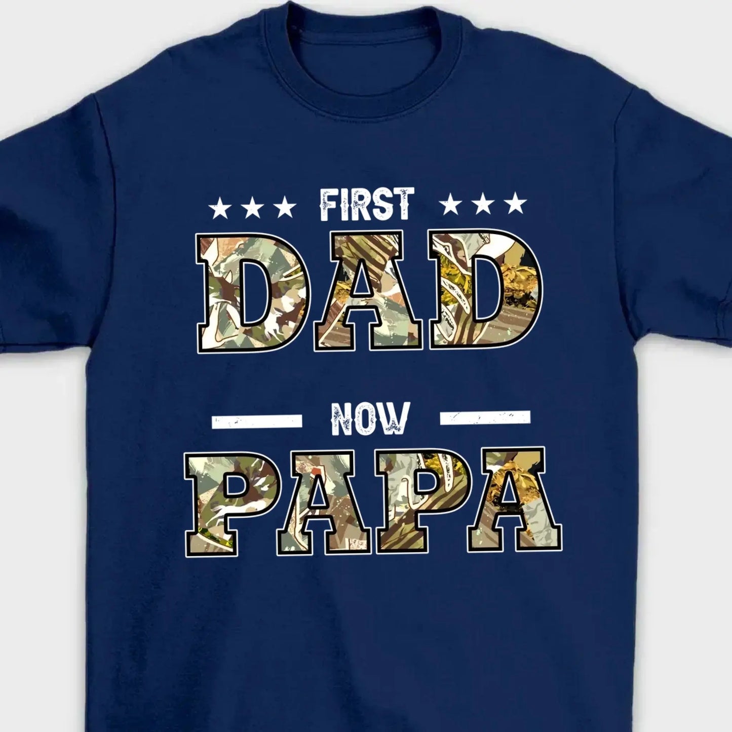 "First Dad, Now Papa" Title Art – Personalized T-Shirt/Hoodie/Sweatshirt – Custom Gift for Father or Grandpa Ezcustomize