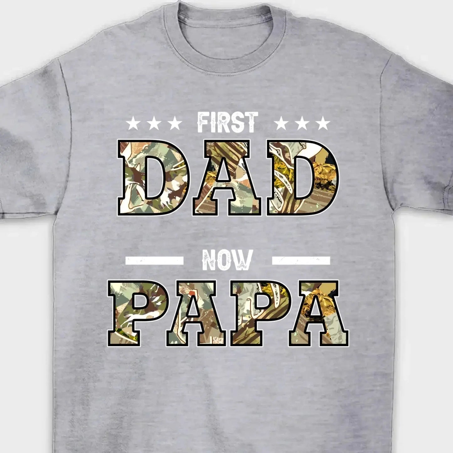 "First Dad, Now Papa" Title Art – Personalized T-Shirt/Hoodie/Sweatshirt – Custom Gift for Father or Grandpa Ezcustomize