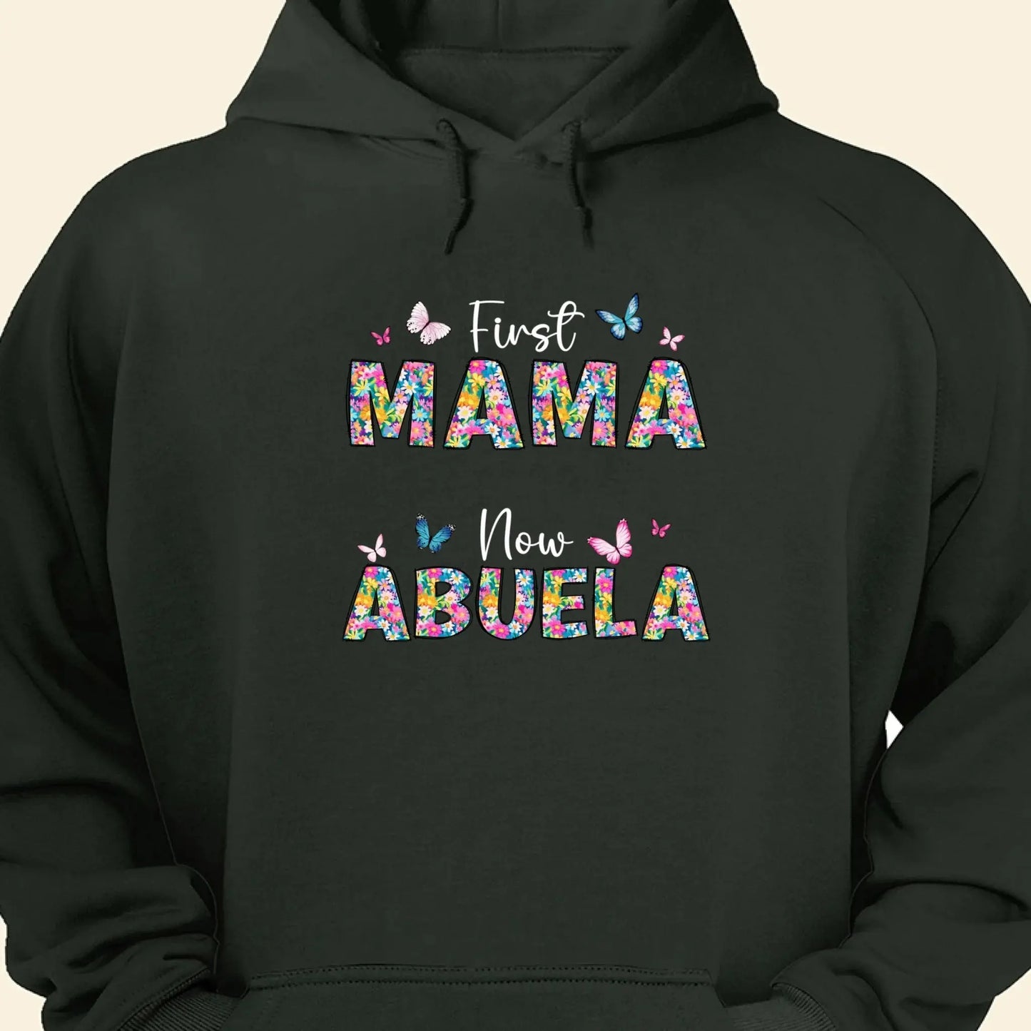 First Mom Now Grandma Floral Custom Name - Personalized Shirt/Hoodie/Sweatshirt - Gift for Mom, Grandma, Grandmother, Nana, Gigi, Mimi Ezcustomize