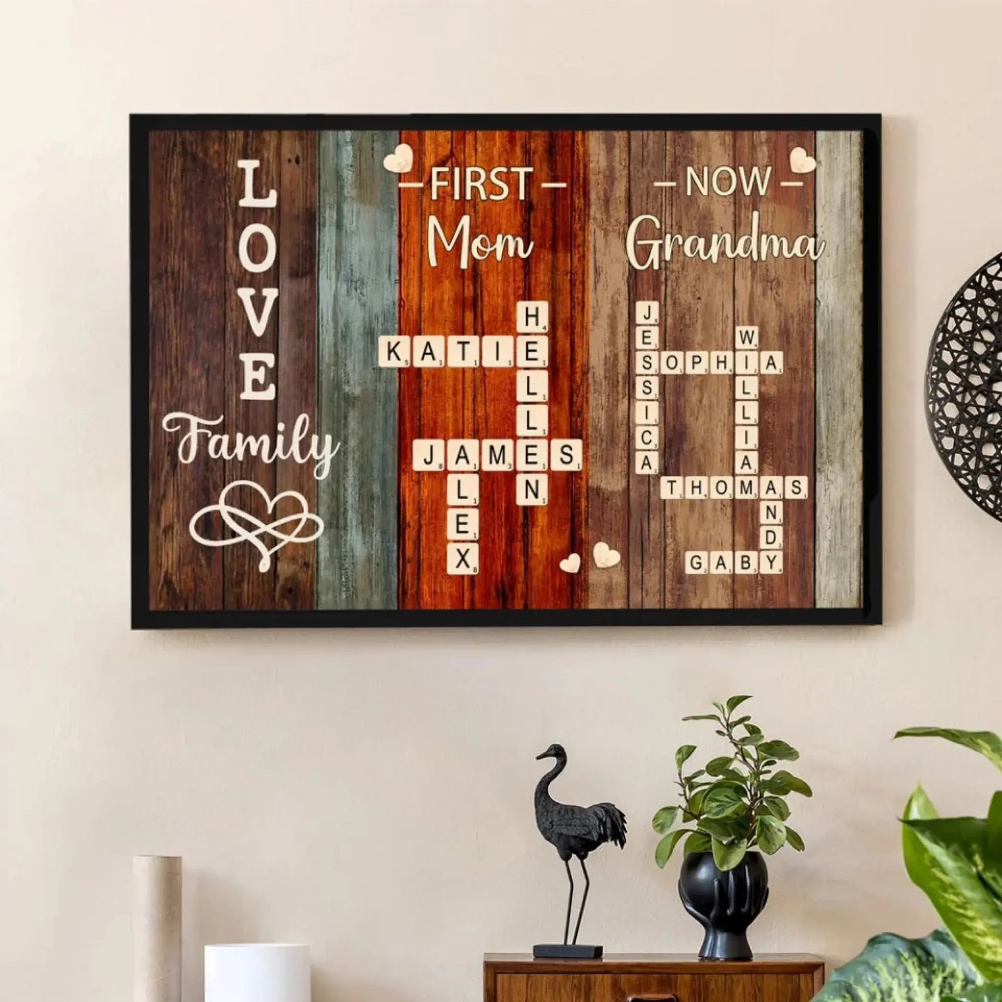 "First Mom, Now Grandma" Family Quote Art – Personalized Poster/Canvas – Custom Gift for Mom or Grandmother, Meaningful Home Decor Ezcustomize