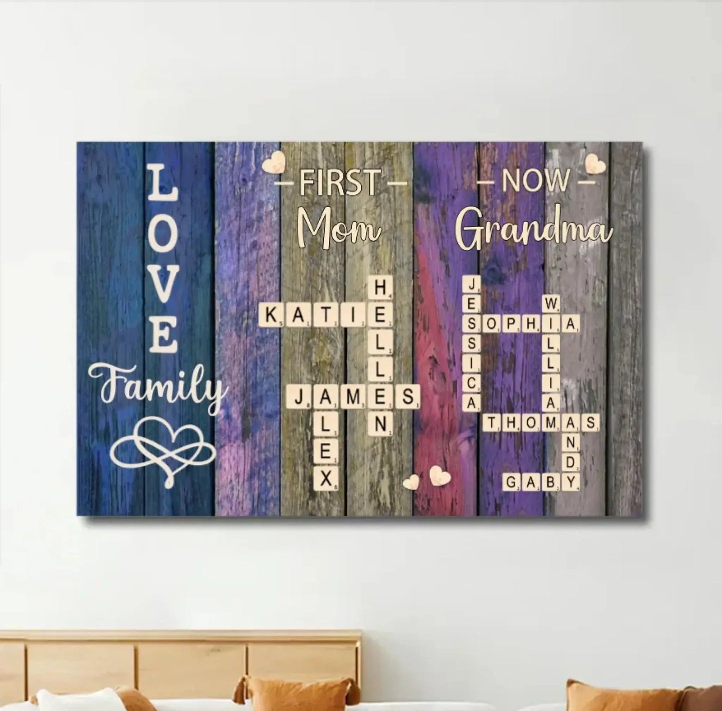 "First Mom, Now Grandma" Family Quote Art – Personalized Poster/Canvas – Custom Gift for Mom or Grandmother, Meaningful Home Decor Ezcustomize