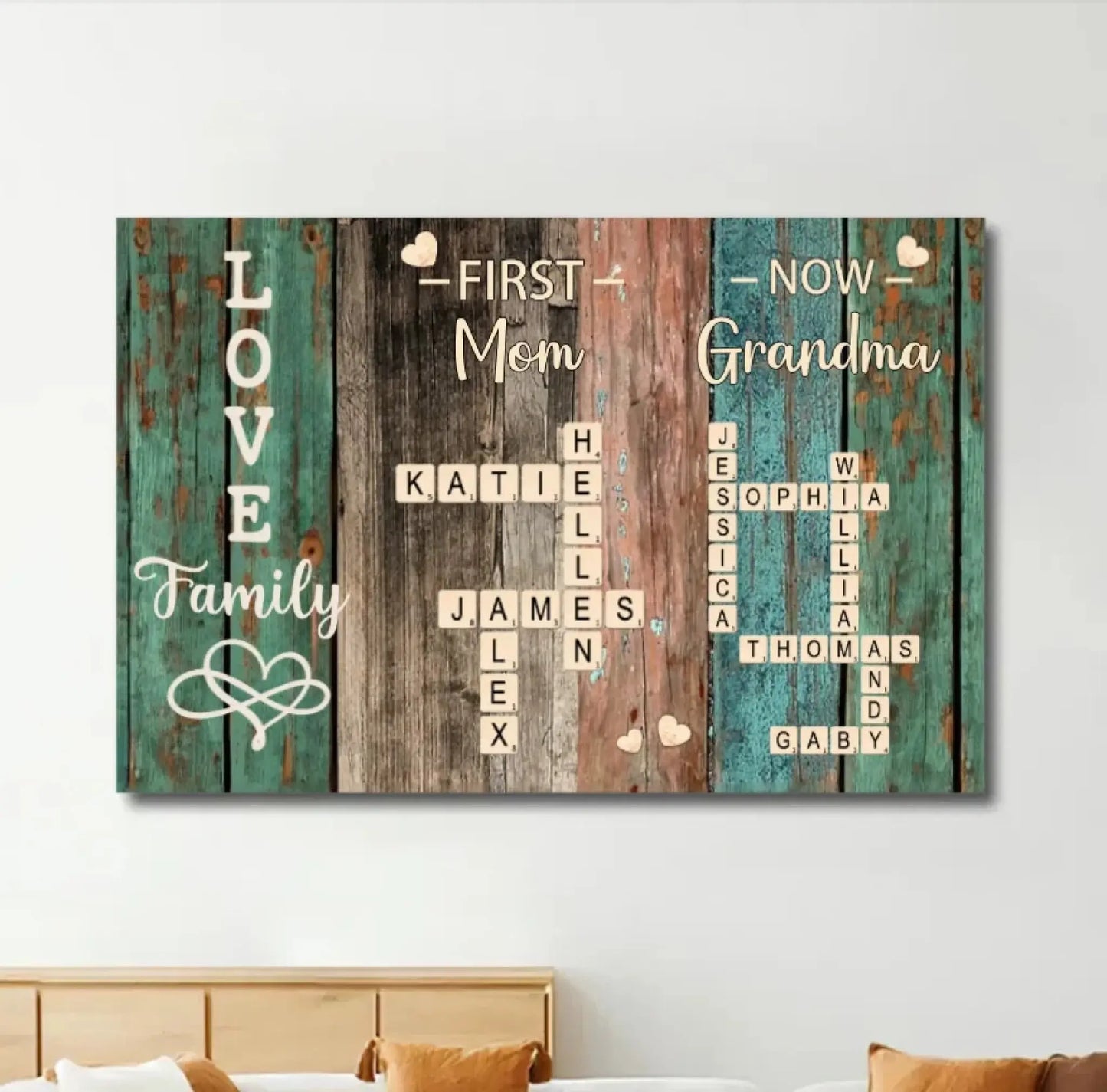 "First Mom, Now Grandma" Family Quote Art – Personalized Poster/Canvas – Custom Gift for Mom or Grandmother, Meaningful Home Decor Ezcustomize