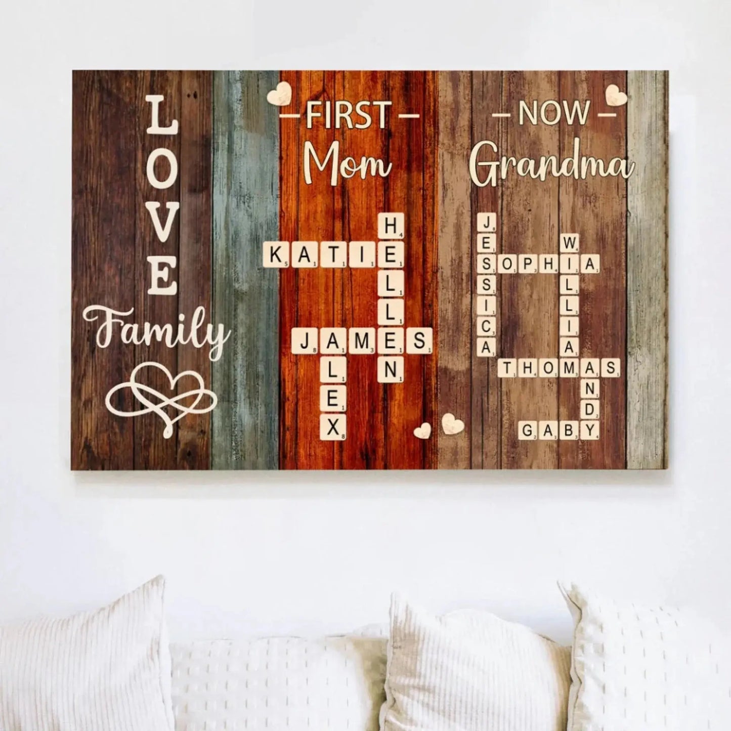 "First Mom, Now Grandma" Family Quote Art – Personalized Poster/Canvas – Custom Gift for Mom or Grandmother, Meaningful Home Decor Ezcustomize