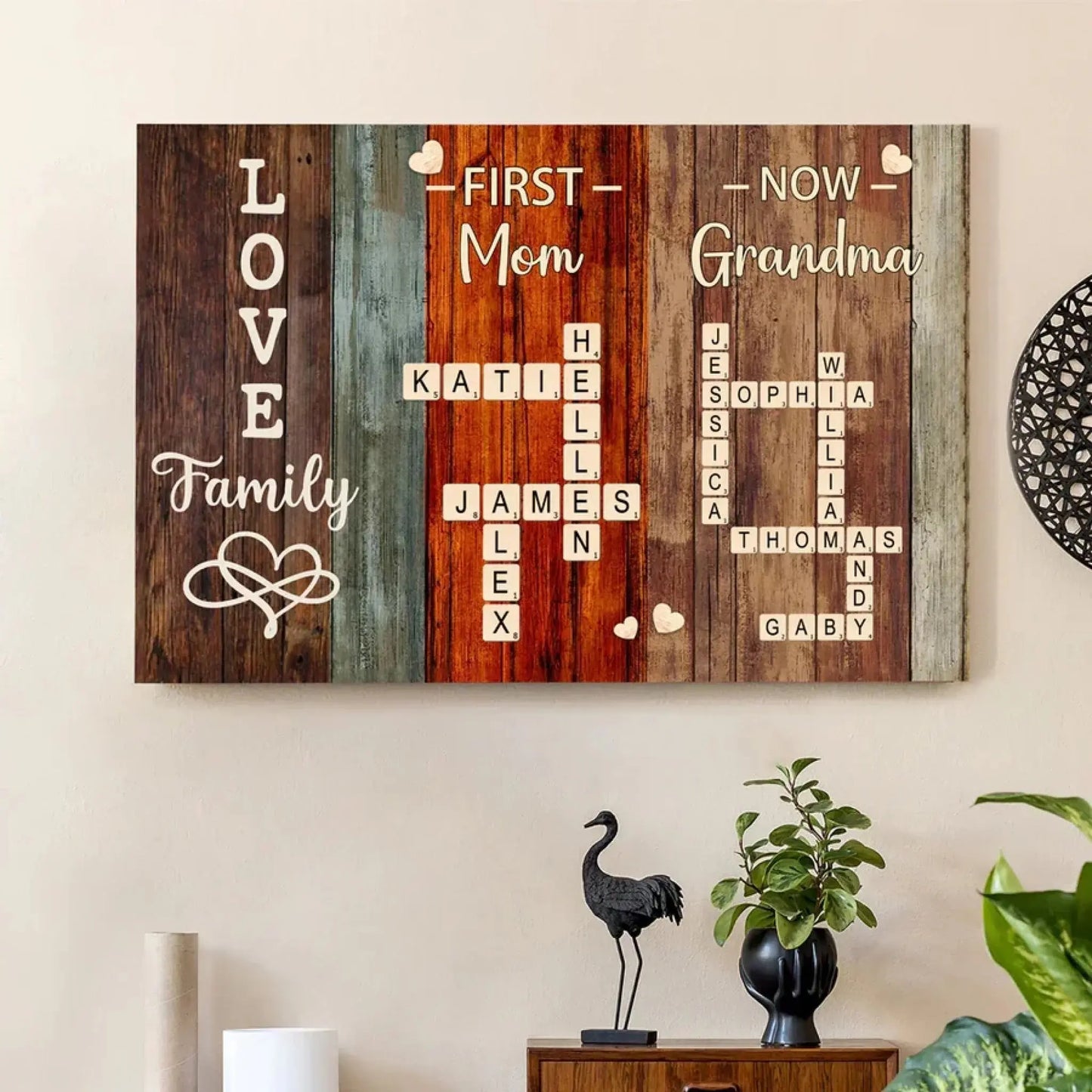 "First Mom, Now Grandma" Family Quote Art – Personalized Poster/Canvas – Custom Gift for Mom or Grandmother, Meaningful Home Decor Ezcustomize