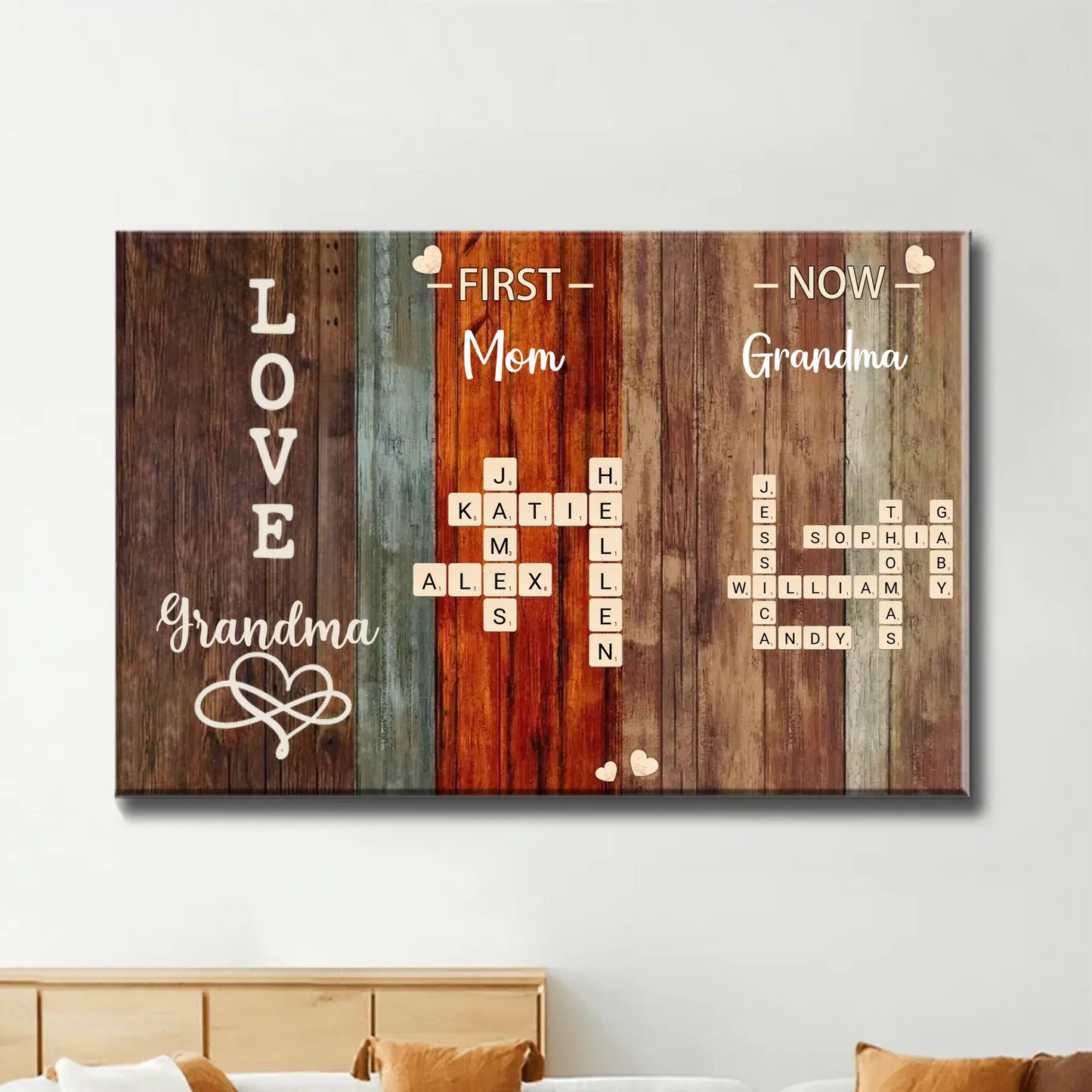 "First Mom, Now Grandma" Family Quote Art – Personalized Poster/Canvas – Custom Gift for Mom or Grandmother, Meaningful Home Decor Ezcustomize