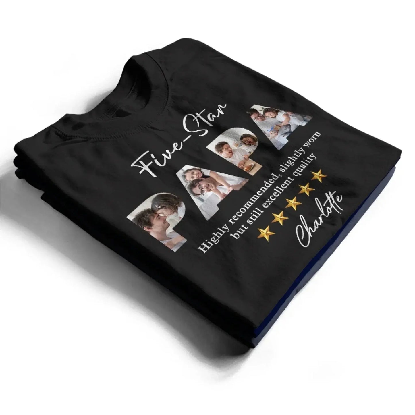 Five-Star Dad Custom Photo T-Shirt – Personalized Shirt with Star Rating & Picture – Unique Gift for Father’s Day or Birthday Ezcustomize