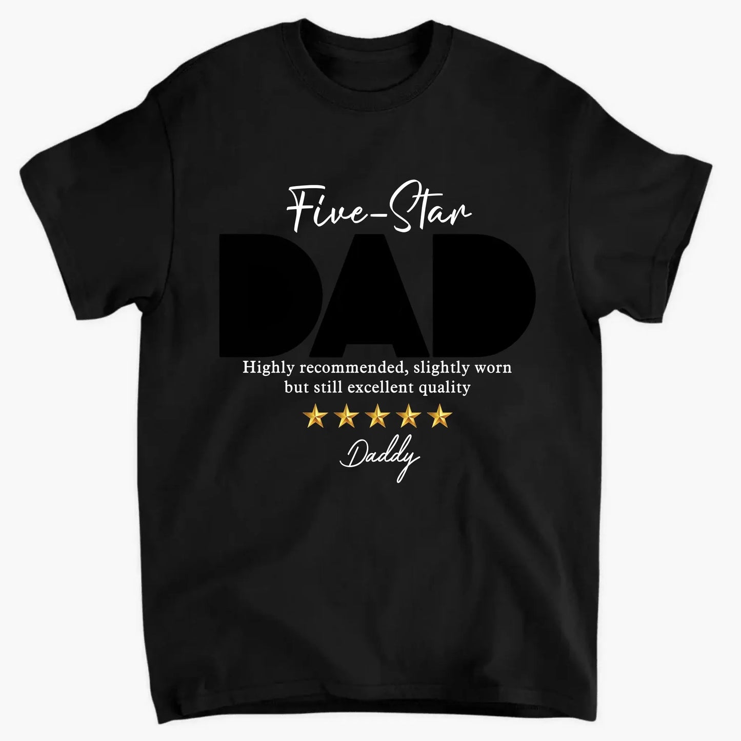 Five-Star Dad Custom Photo T-Shirt – Personalized Shirt with Star Rating & Picture – Unique Gift for Father’s Day or Birthday Ezcustomize