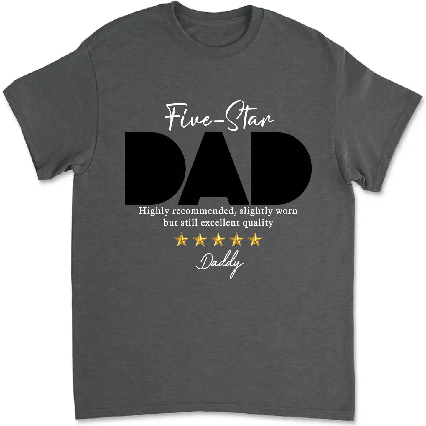 Five-Star Dad Custom Photo T-Shirt – Personalized Shirt with Star Rating & Picture – Unique Gift for Father’s Day or Birthday Ezcustomize