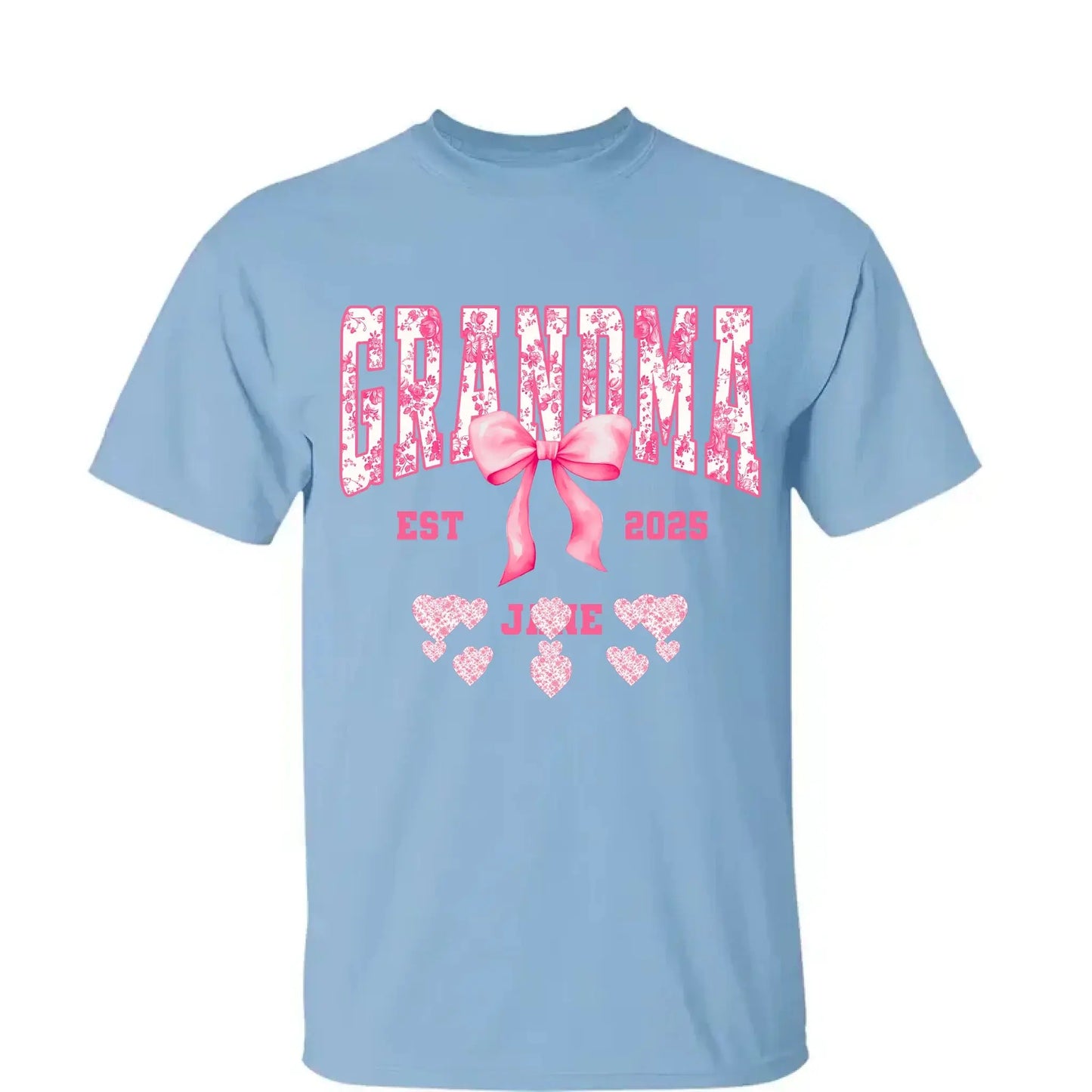 Floral Grandma Shirt with Bow – Personalized Name & Year T-Shirt Gift for Nana, Gigi, Mimi, Grandma Ezcustomize