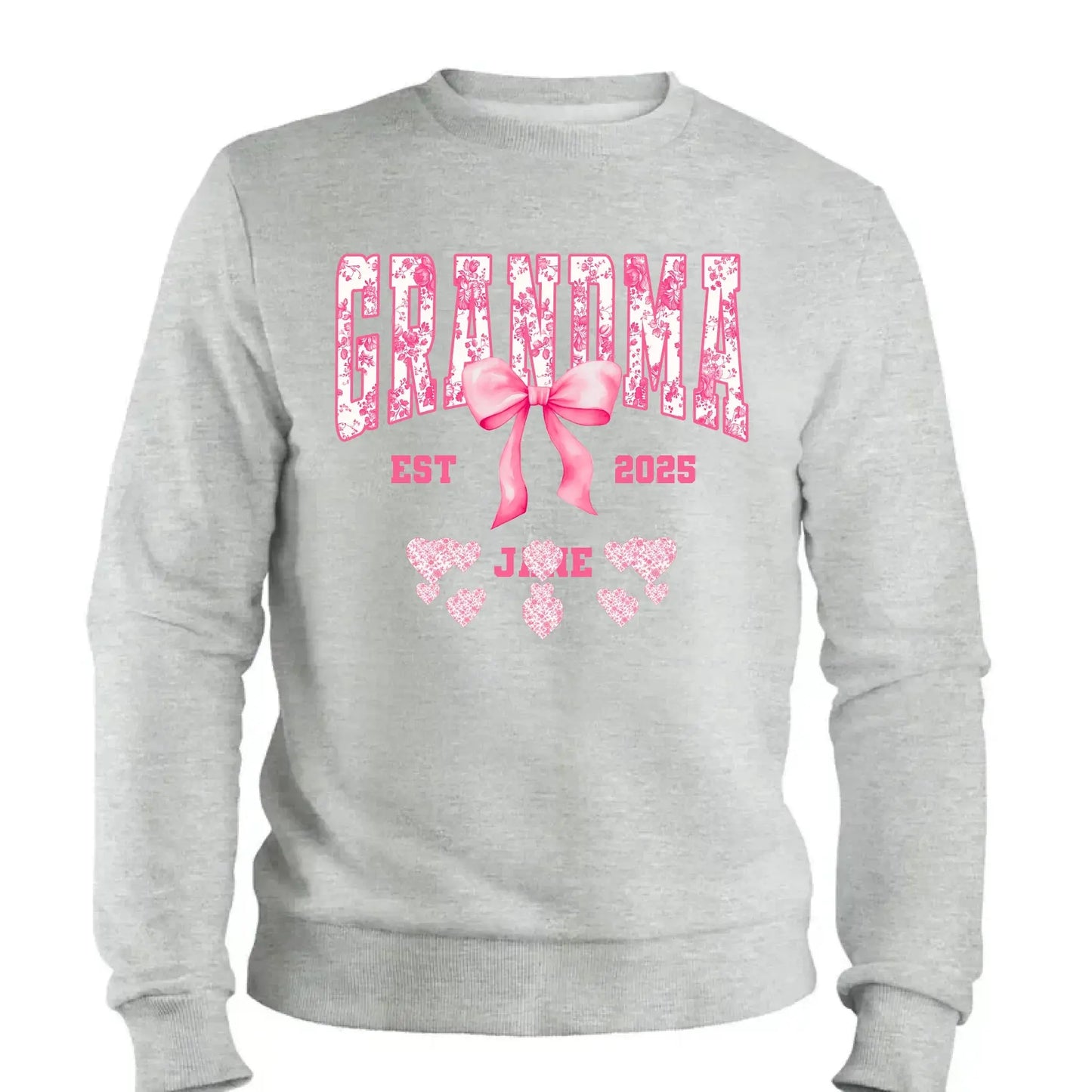 Floral Grandma Shirt with Bow – Personalized Name & Year T-Shirt Gift for Nana, Gigi, Mimi, Grandma Ezcustomize