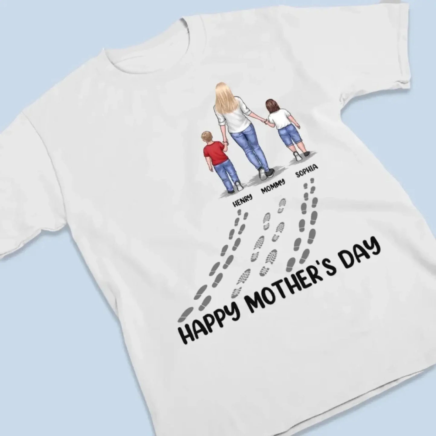 Following In Your Footsteps With Love – Personalized T-Shirt/Hoodie for Mom or Grandma, Custom Mother’s Day Gift from Family Ezcustomize