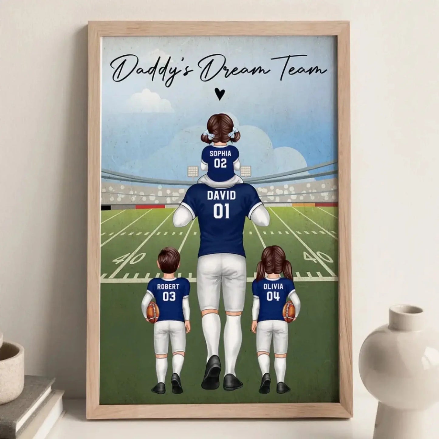 Football Dad Dream Team Wallart – Personalized Poster/Canvas – Coolest Father’s Day Gift for Dad, Grandpa, or Husband Ezcustomize