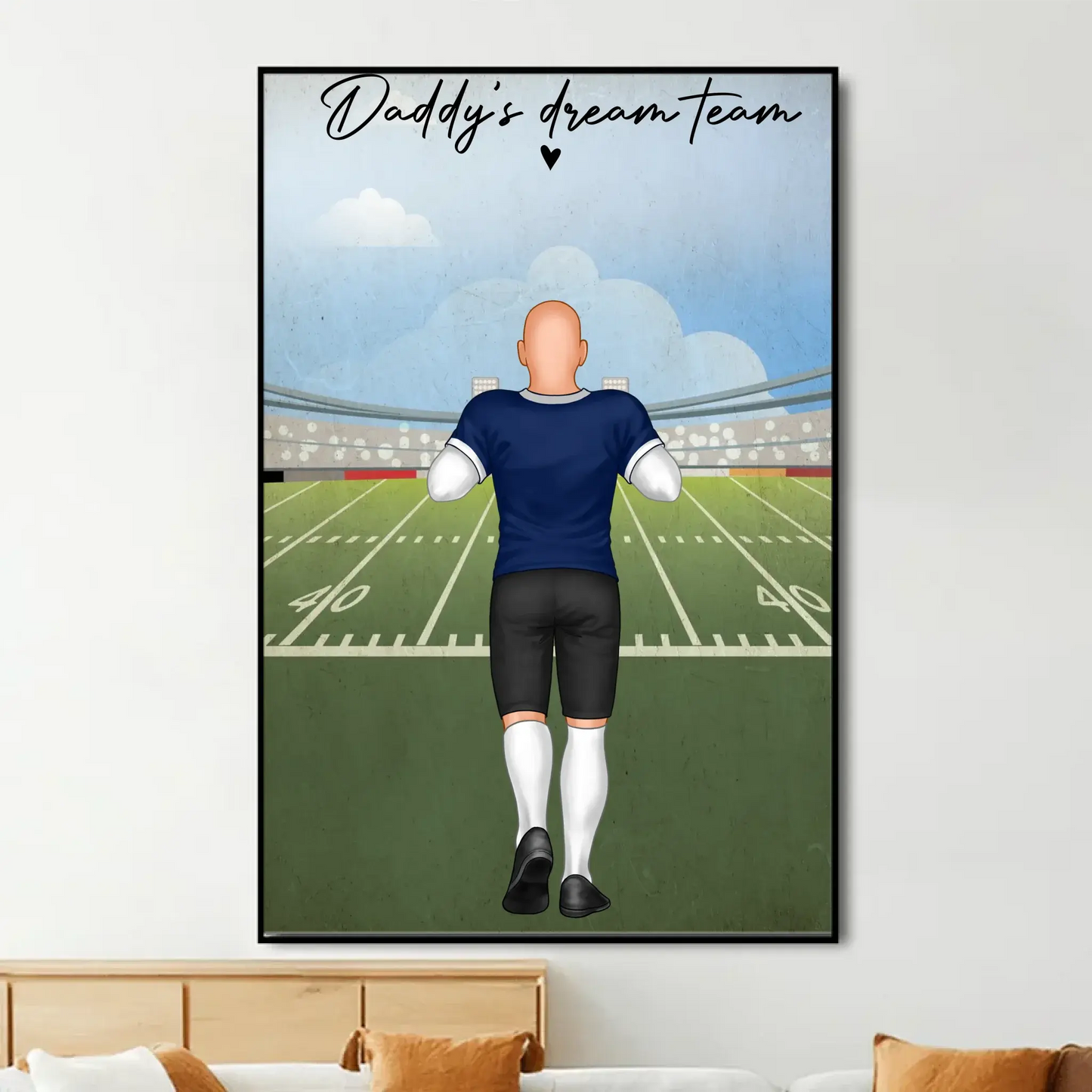 Football Dad Dream Team Wallart – Personalized Poster/Canvas – Coolest Father’s Day Gift for Dad, Grandpa, or Husband Ezcustomize