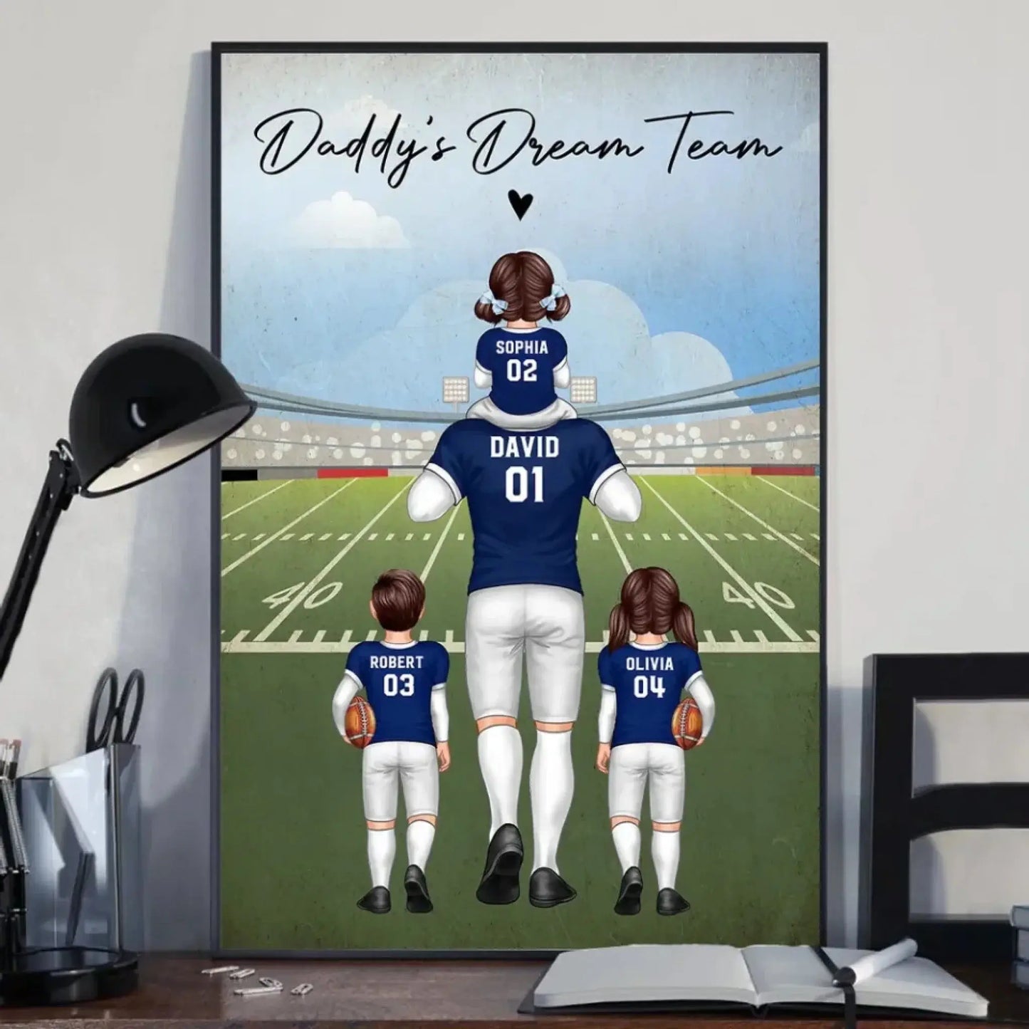 Football Dad Dream Team Wallart – Personalized Poster/Canvas – Coolest Father’s Day Gift for Dad, Grandpa, or Husband Ezcustomize