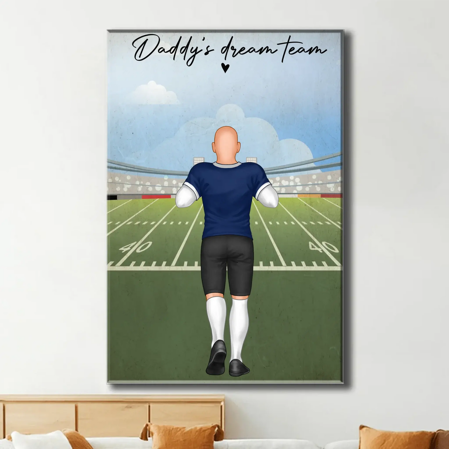 Football Dad Dream Team Wallart – Personalized Poster/Canvas – Coolest Father’s Day Gift for Dad, Grandpa, or Husband Ezcustomize