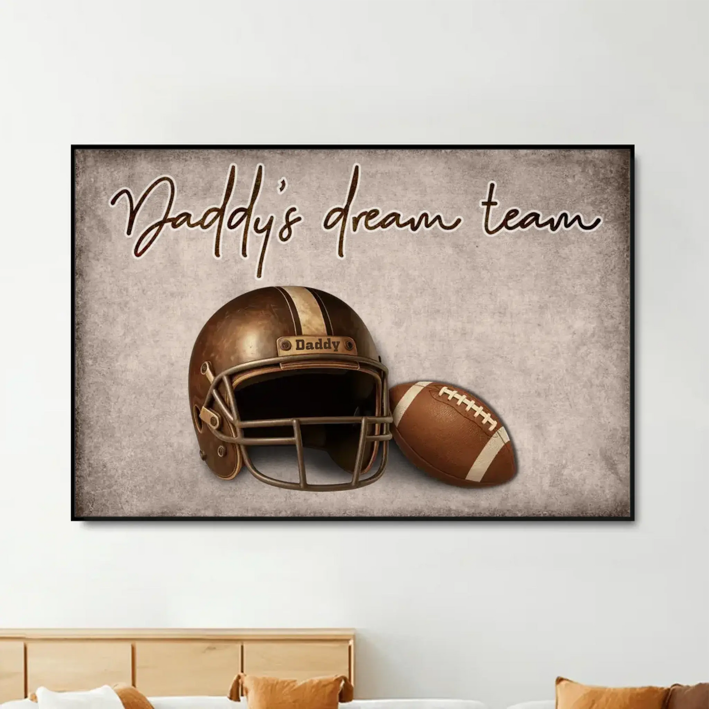 Football Dad Name Art – Personalized Poster/Canvas – Custom Father’s Day Gift with Kids’ Names for Sports-Loving Dads Ezcustomize