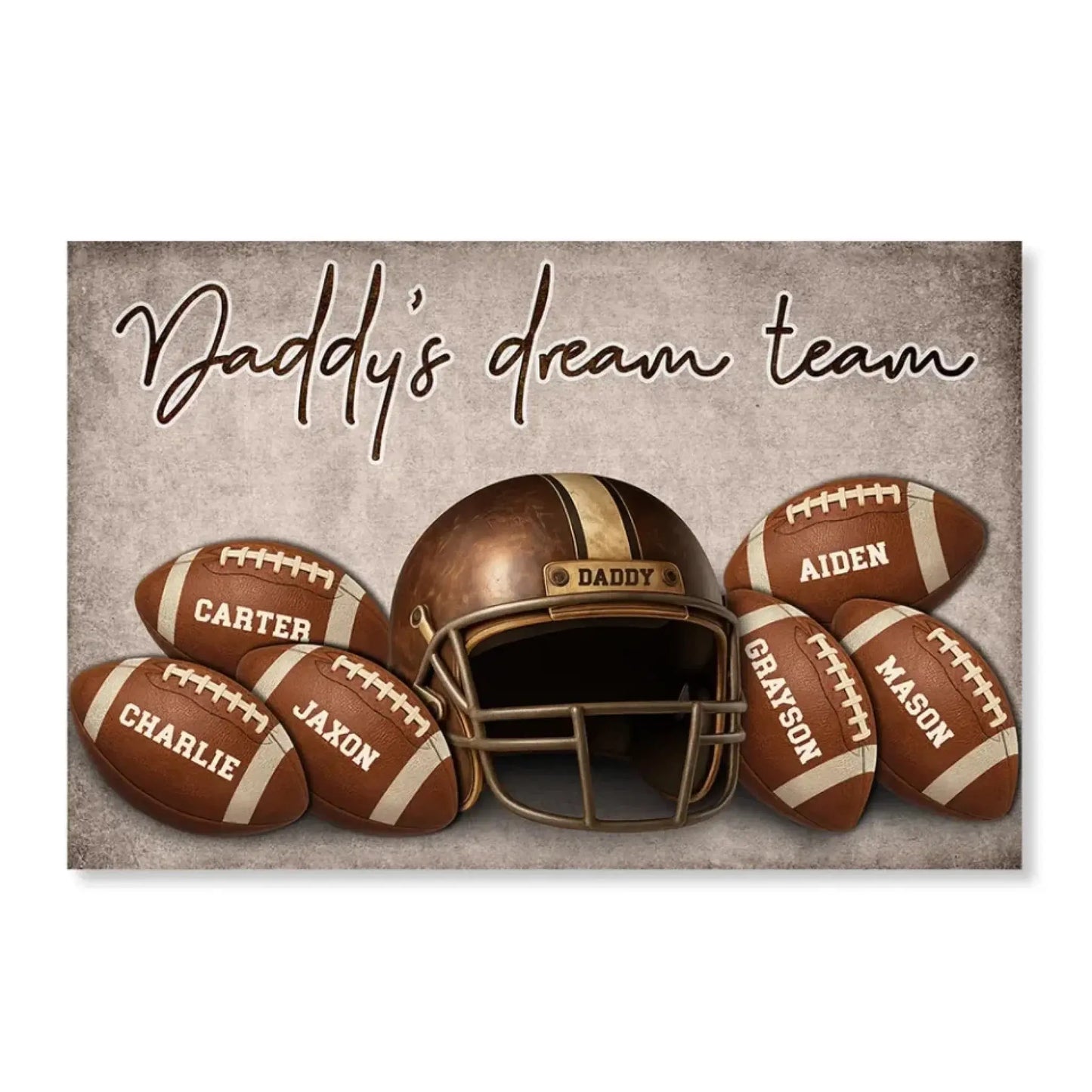 Football Dad Name Art – Personalized Poster/Canvas – Custom Father’s Day Gift with Kids’ Names for Sports-Loving Dads Ezcustomize