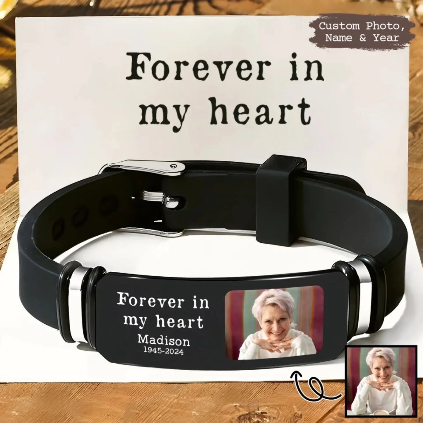 Forever In My Heart - Custom Bracelet - Sympathy Gift Ezcustomize