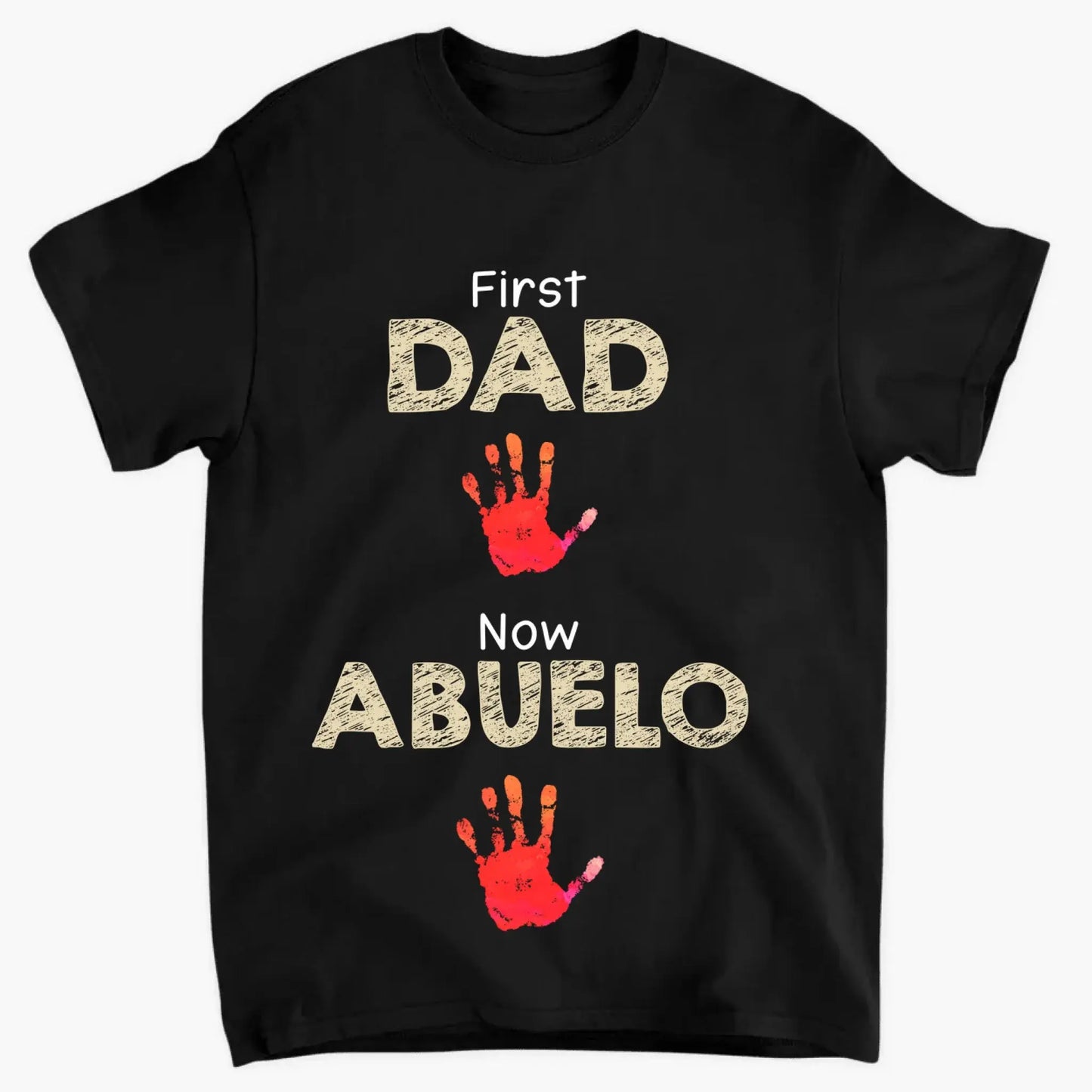 From Dad to Grandpa – Custom Handprint Back View T-Shirt – Father's Day or Birthday Gift for Dad or Grandpa Ezcustomize