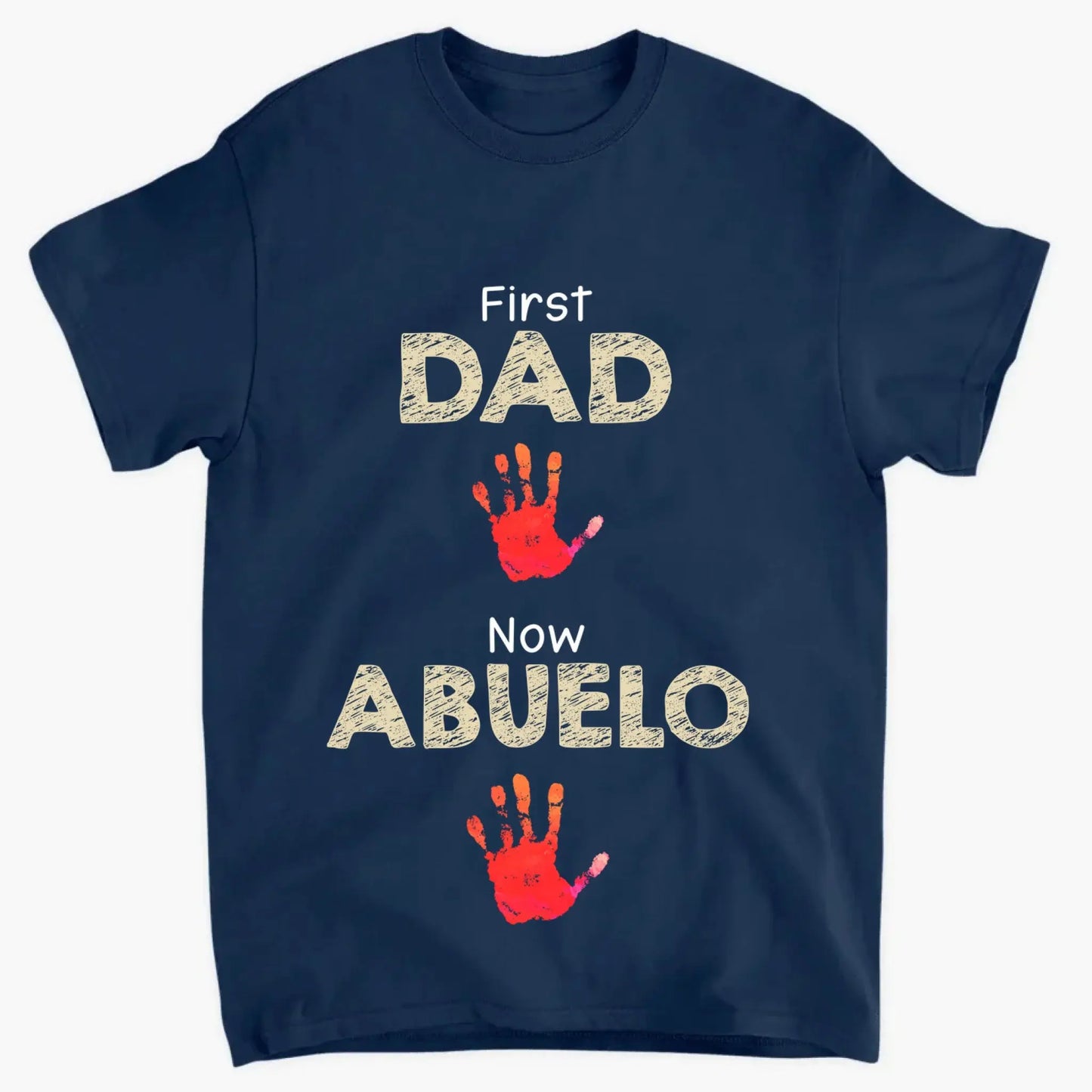From Dad to Grandpa – Custom Handprint Back View T-Shirt – Father's Day or Birthday Gift for Dad or Grandpa Ezcustomize