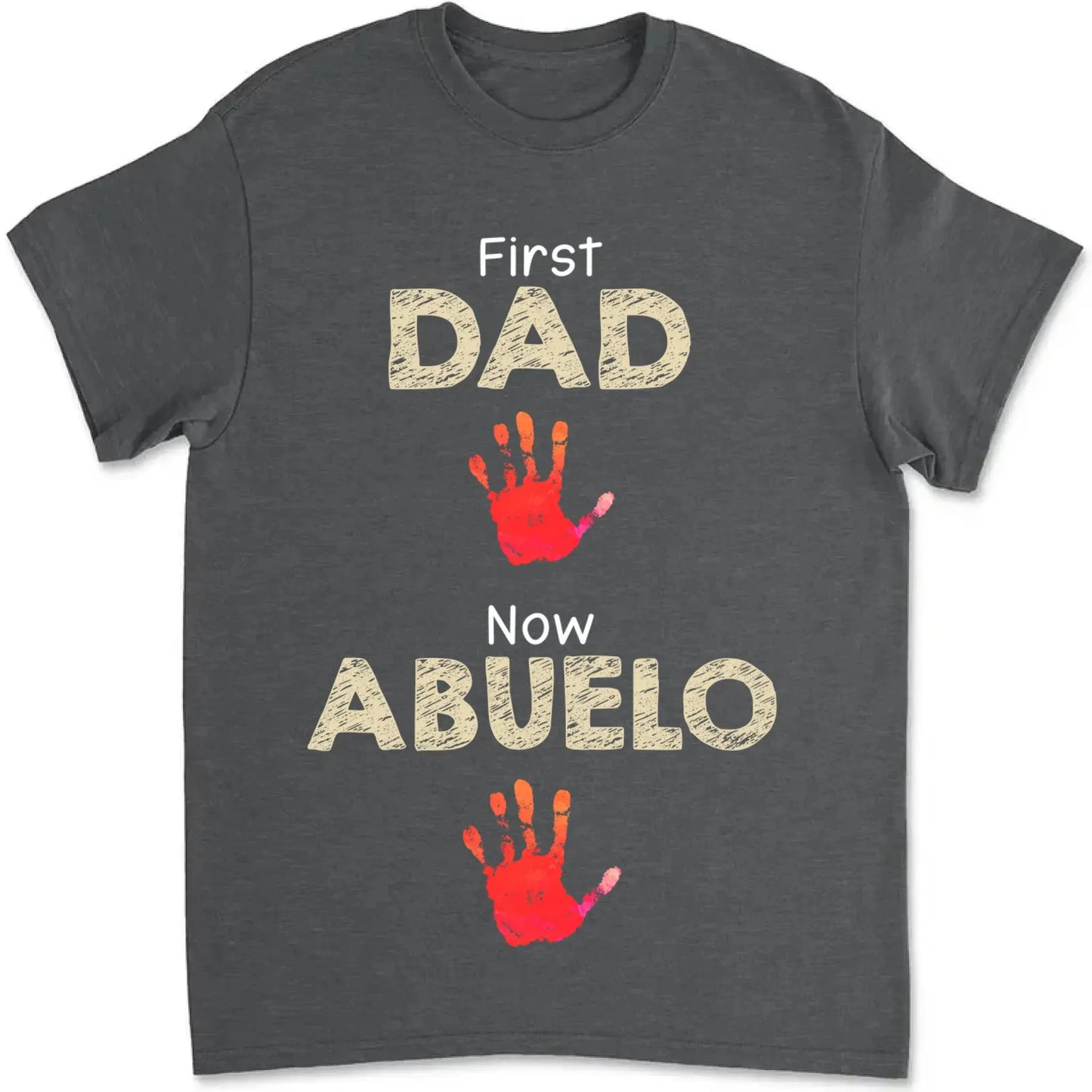 From Dad to Grandpa – Custom Handprint Back View T-Shirt – Father's Day or Birthday Gift for Dad or Grandpa Ezcustomize