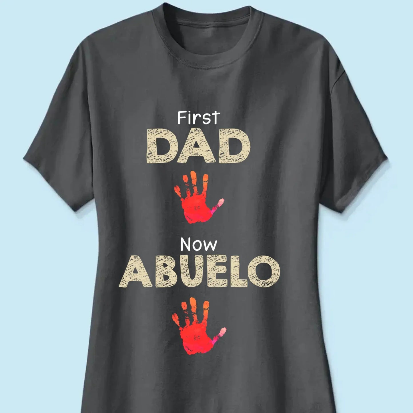 From Dad to Grandpa – Custom Handprint Back View T-Shirt – Father's Day or Birthday Gift for Dad or Grandpa Ezcustomize