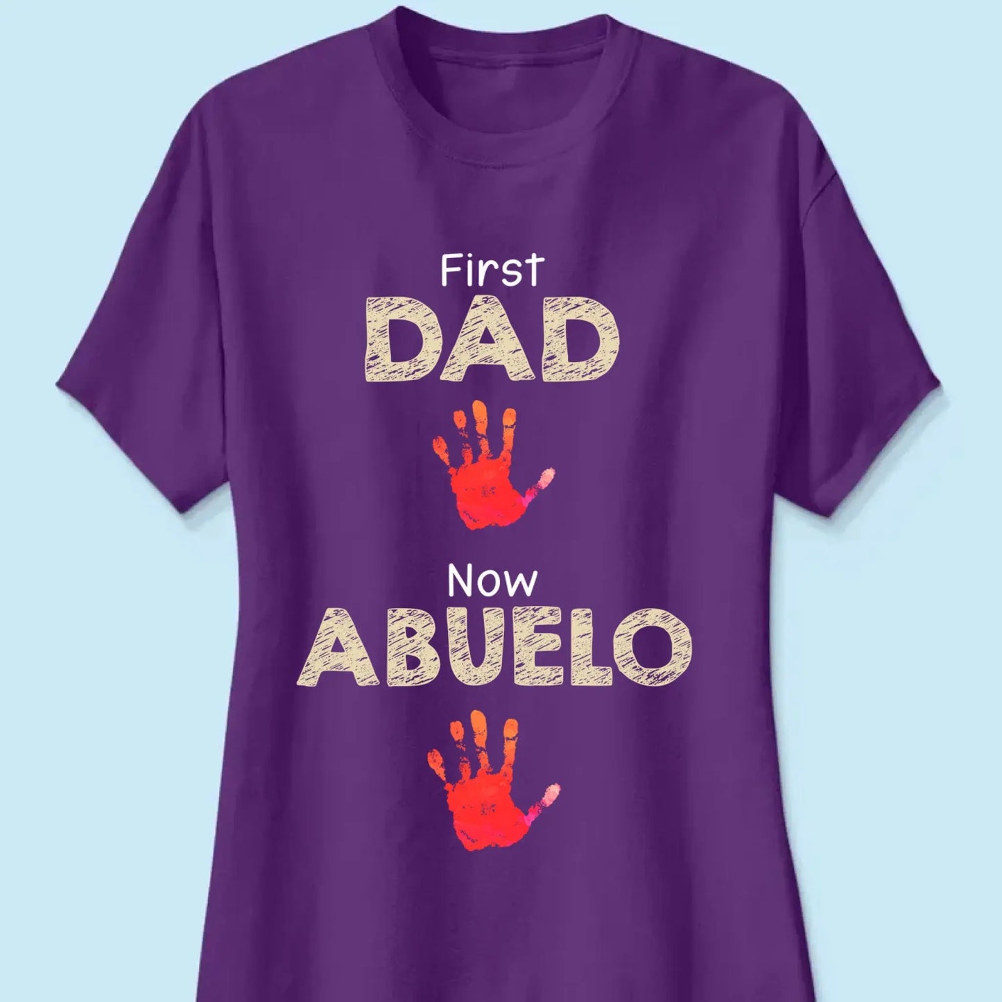 From Dad to Grandpa – Custom Handprint Back View T-Shirt – Father's Day or Birthday Gift for Dad or Grandpa Ezcustomize