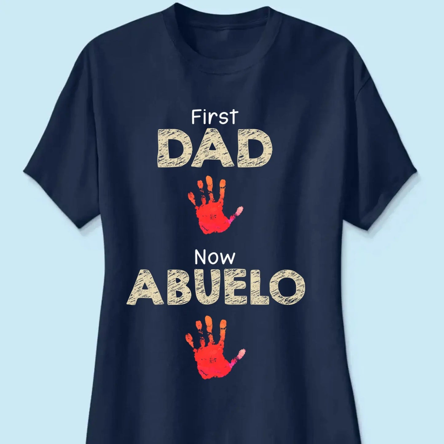 From Dad to Grandpa – Custom Handprint Back View T-Shirt – Father's Day or Birthday Gift for Dad or Grandpa Ezcustomize