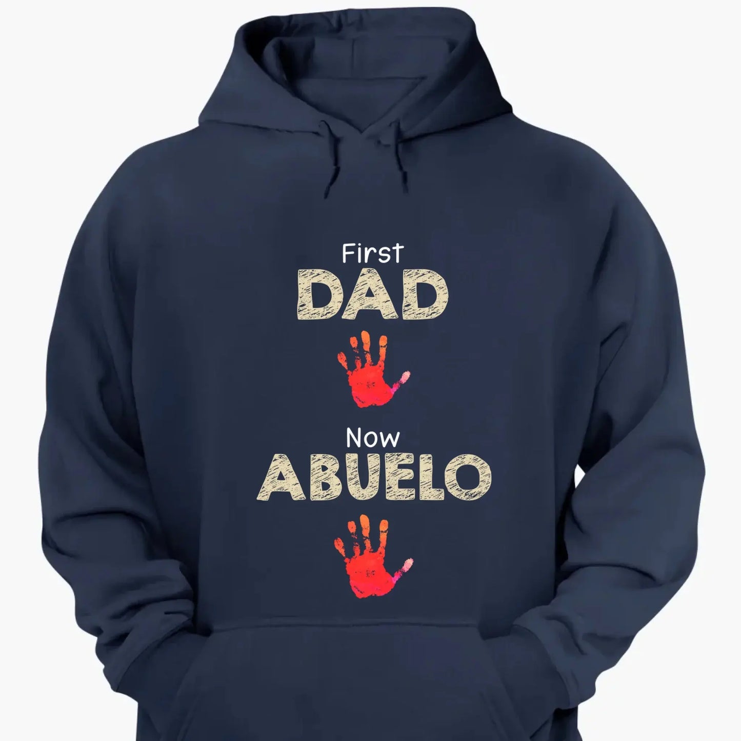 From Dad to Grandpa – Custom Handprint Back View T-Shirt – Father's Day or Birthday Gift for Dad or Grandpa Ezcustomize