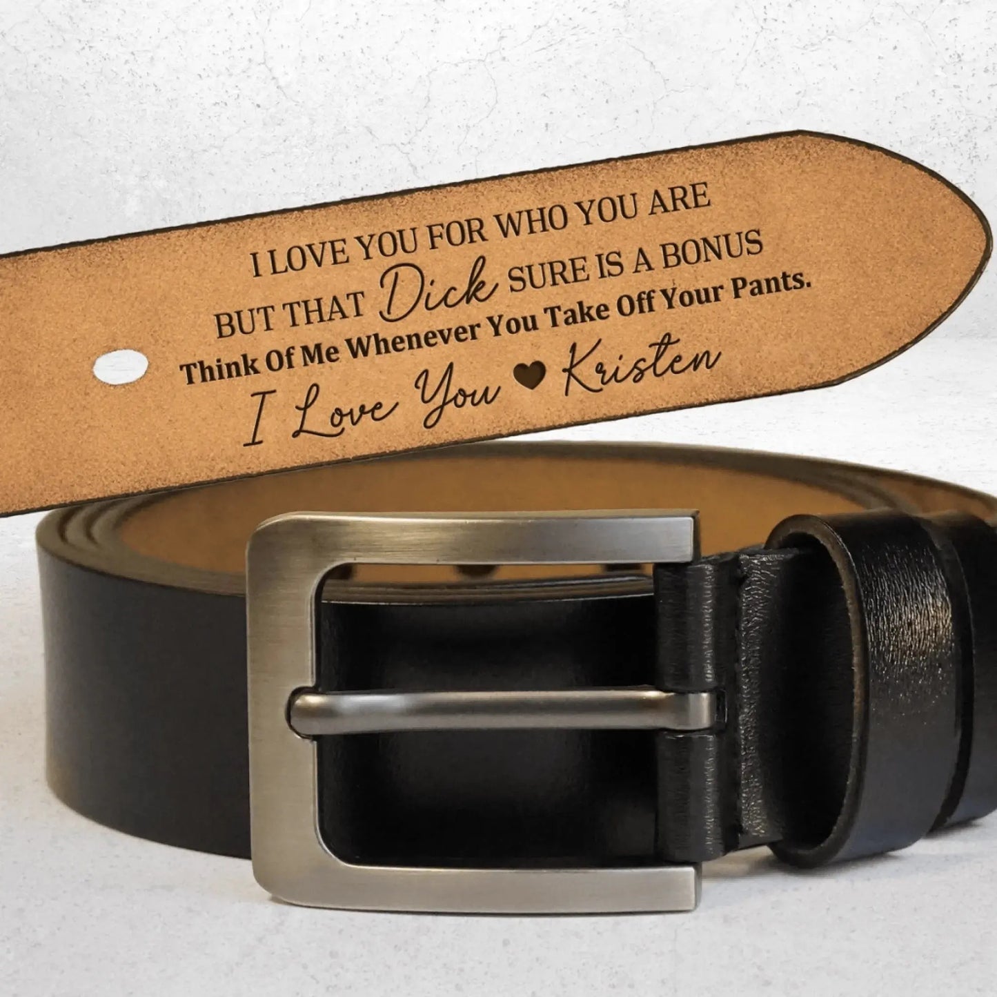Funny Handmade Belt Gift For Husband, Custom Engraved Leather Belt Grooms Men, Anniversary Gift Ezcustomize