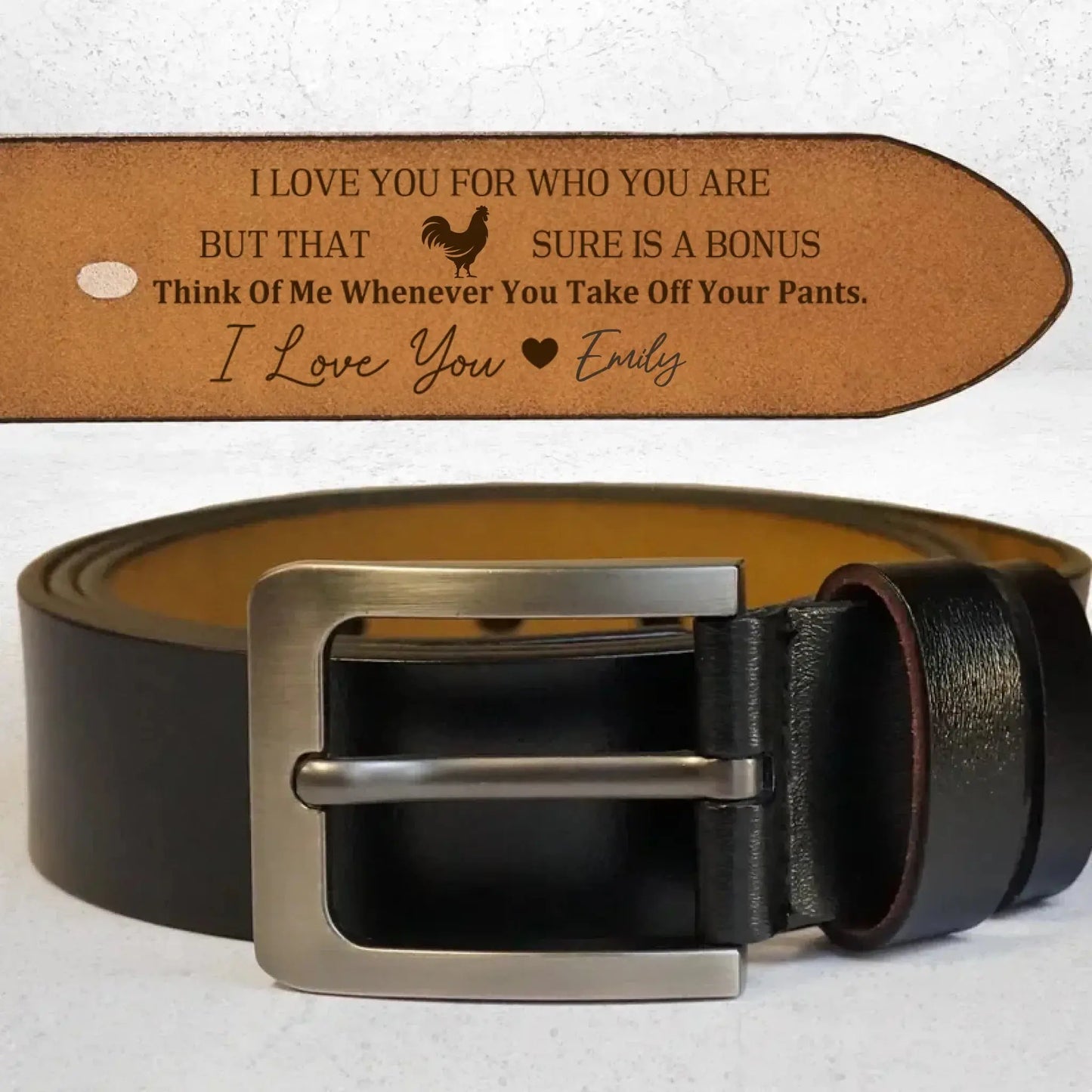 Funny Handmade Belt Gift For Husband, Custom Engraved Leather Belt Grooms Men, Anniversary Gift Ezcustomize