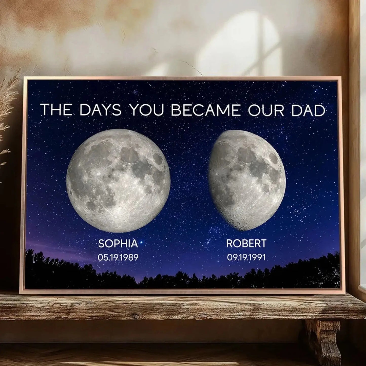 Galaxy Night Custom Birth Moon – The Days You Became Our Dad – Personalized Poster, Heartfelt Father’s Day Gift for Dad or Husband Ezcustomize