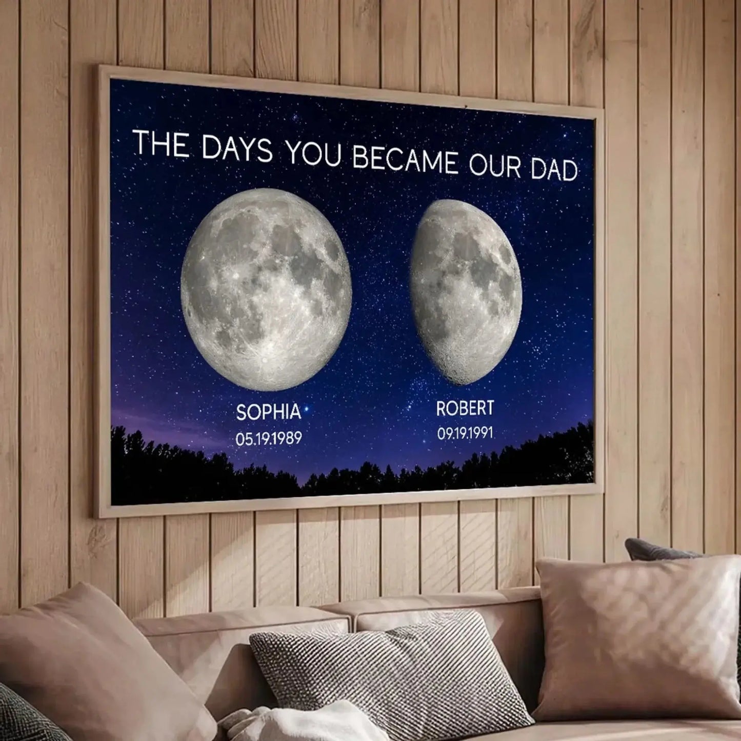 Galaxy Night Custom Birth Moon – The Days You Became Our Dad – Personalized Poster, Heartfelt Father’s Day Gift for Dad or Husband Ezcustomize