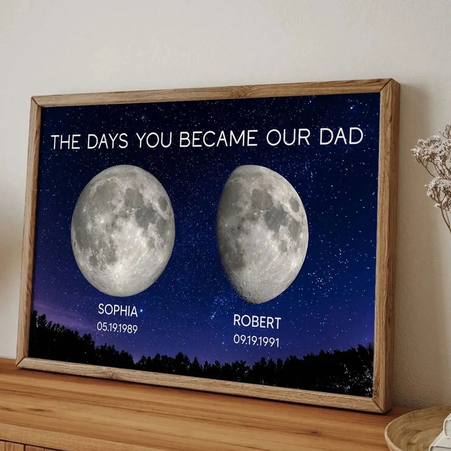 Galaxy Night Custom Birth Moon – The Days You Became Our Dad – Personalized Poster, Heartfelt Father’s Day Gift for Dad or Husband Ezcustomize