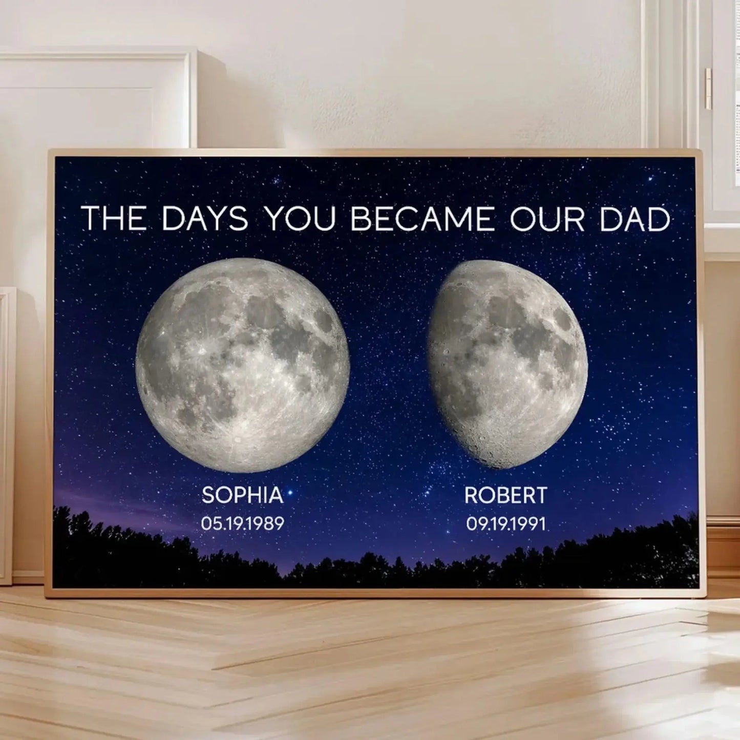 Galaxy Night Custom Birth Moon – The Days You Became Our Dad – Personalized Poster, Heartfelt Father’s Day Gift for Dad or Husband Ezcustomize