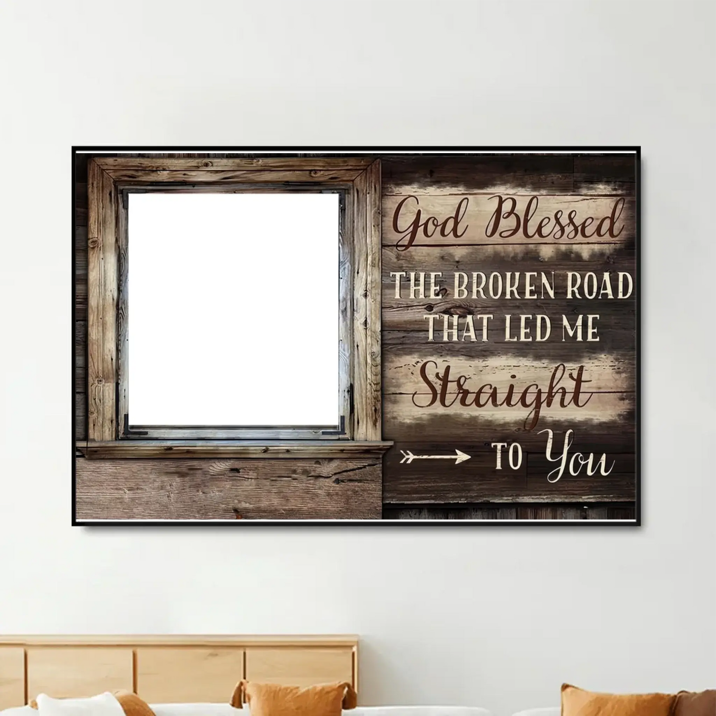 God Blessed The Broken Road – Custom Photo Poster/Canvas with Names – Personalized Religious Couple Gift for Anniversary or Valentine’s Day Ezcustomize