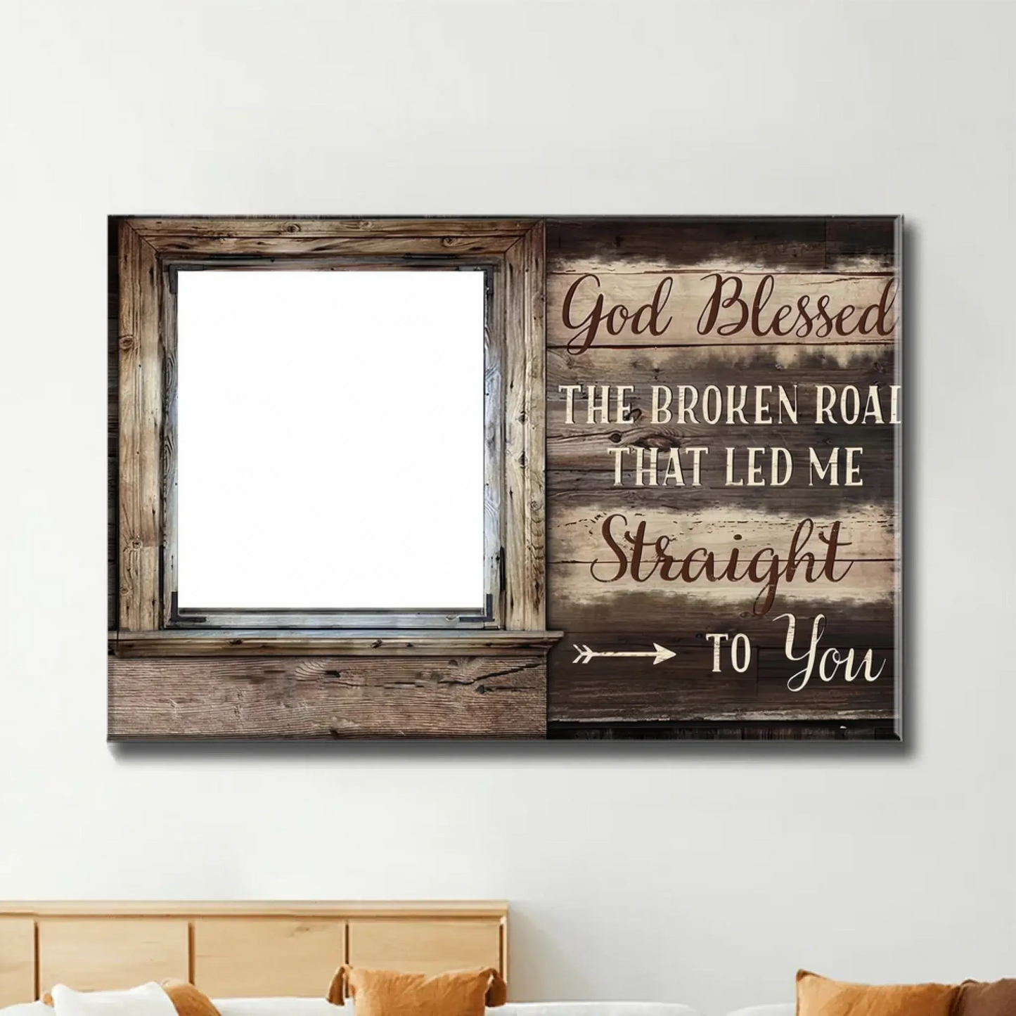 God Blessed The Broken Road – Custom Photo Poster/Canvas with Names – Personalized Religious Couple Gift for Anniversary or Valentine’s Day Ezcustomize