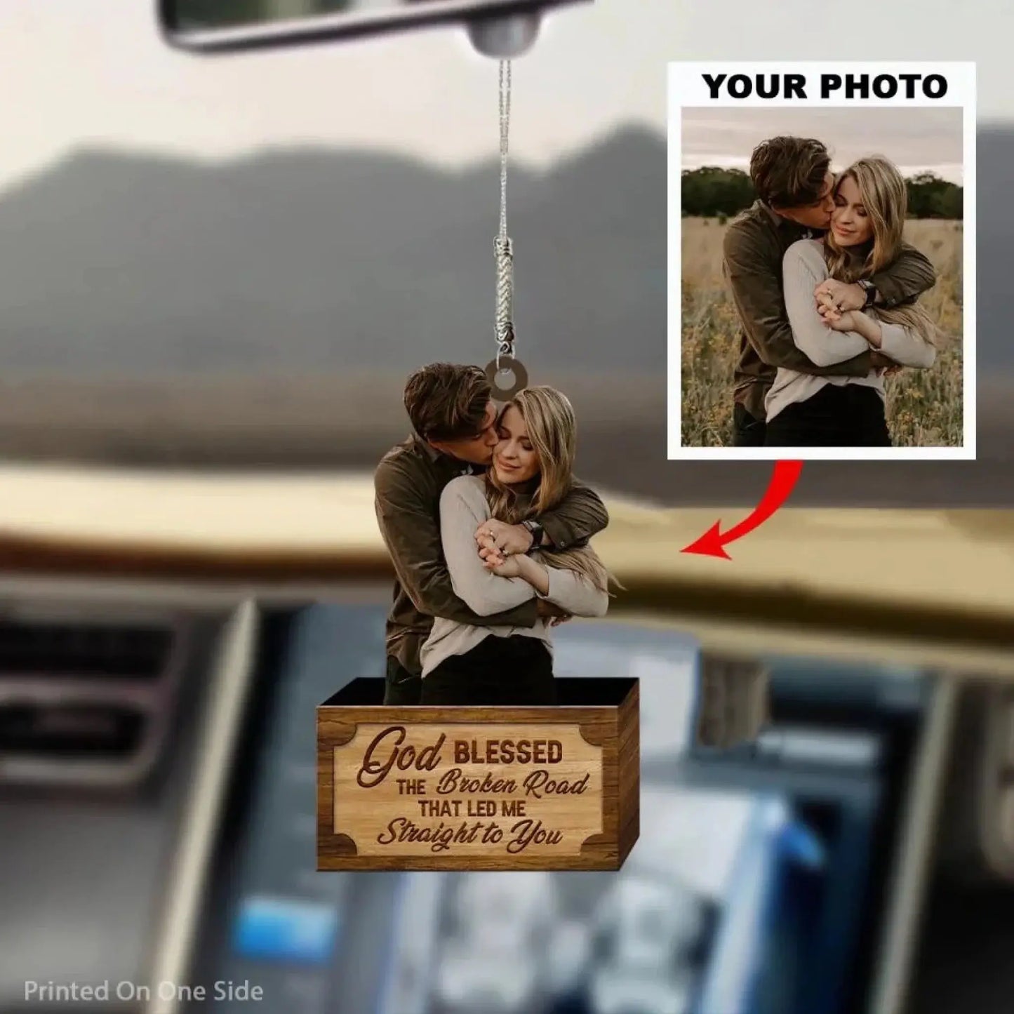 God Blessed the Broken Road Led Me to You – Personalized Car Hanging Ornament – Romantic Custom Gift for Couples or Partners Ezcustomize