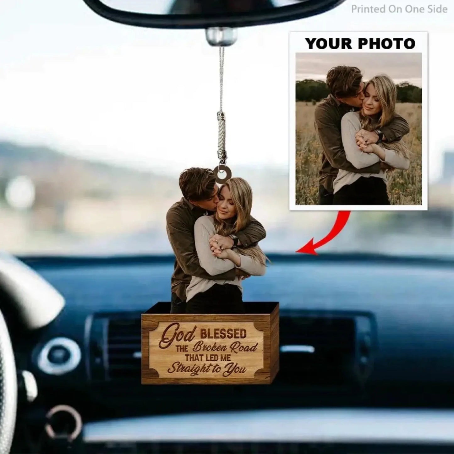God Blessed the Broken Road Led Me to You – Personalized Car Hanging Ornament – Romantic Custom Gift for Couples or Partners Ezcustomize