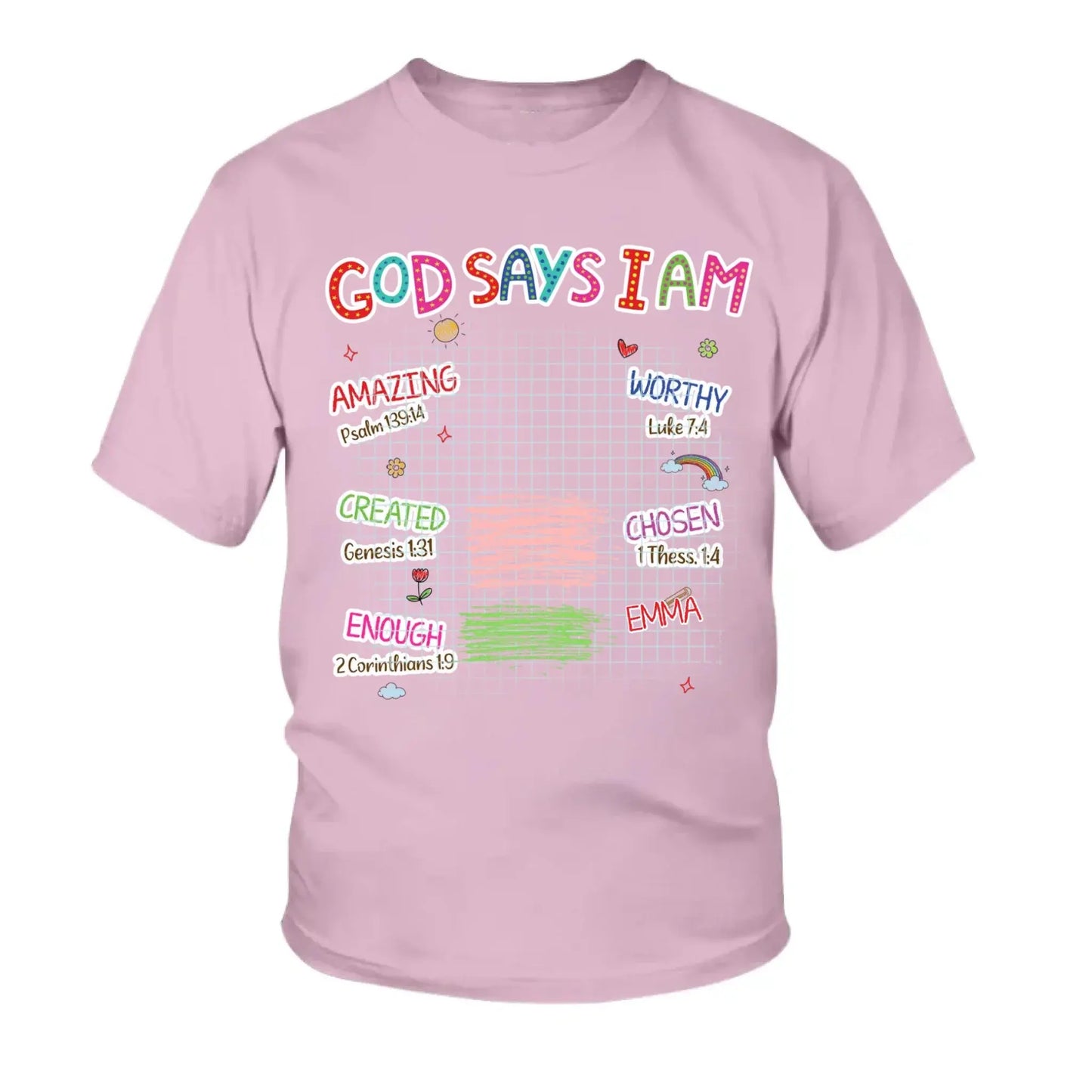 God Says I Am Kid – Personalized Christian Kids Tee – Gift for Kids/Granddaughter/Grandson Ezcustomize