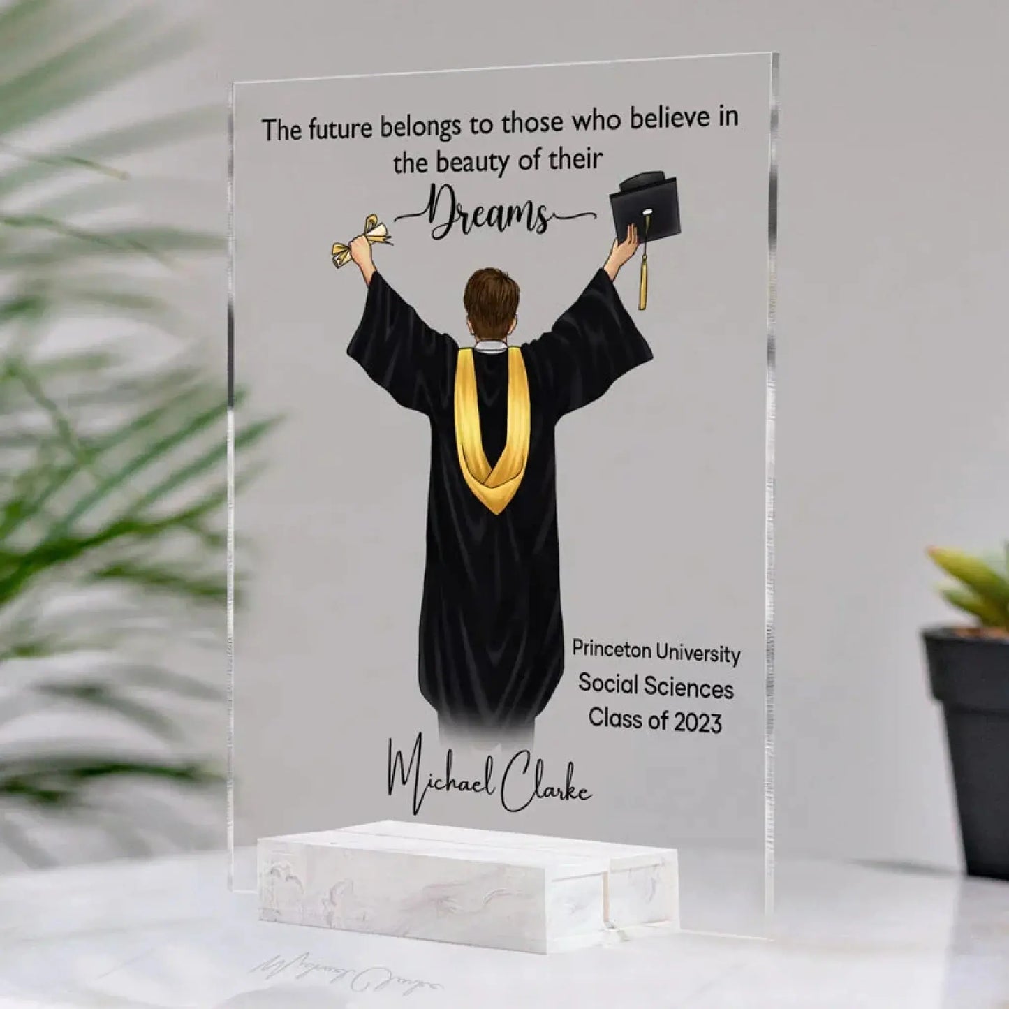 Graduation Gift - Personalized Acrylic LED Plaque with Motivational Quote Ezcustomize