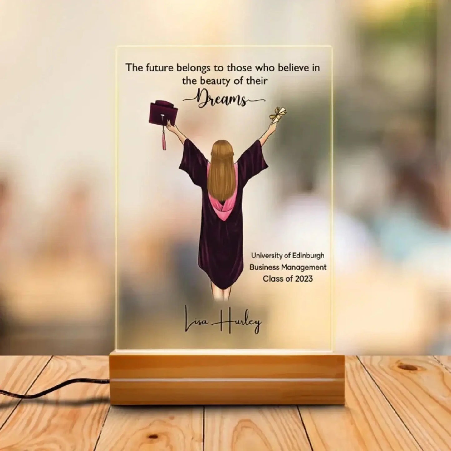 Graduation Gift - Personalized Acrylic LED Plaque with Motivational Quote Ezcustomize
